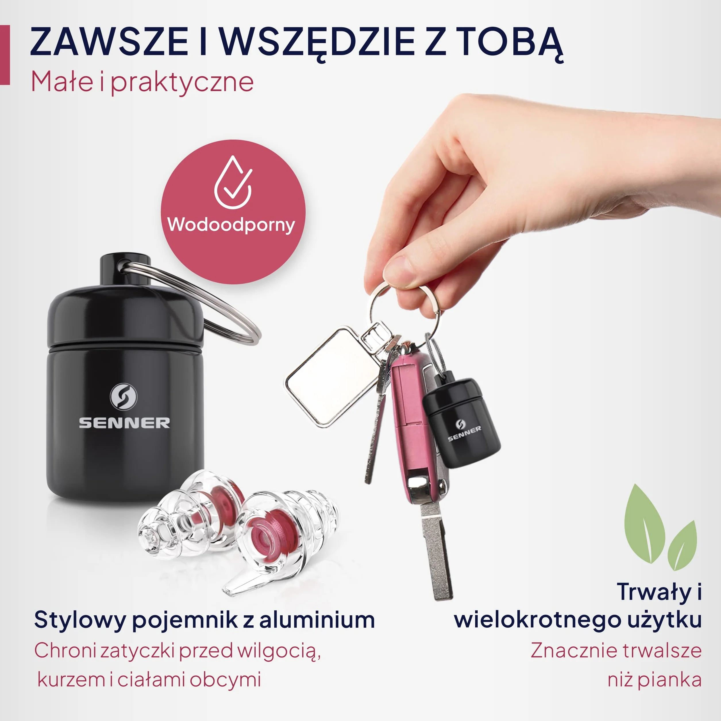 Senner MusicPro - ochronniki słuchu na festiwale, koncerty i dyskoteki, aluminiowy pojemnik, czerwony/przezroczysty - zatyczki do uszu/ochrony słuchu dorośli