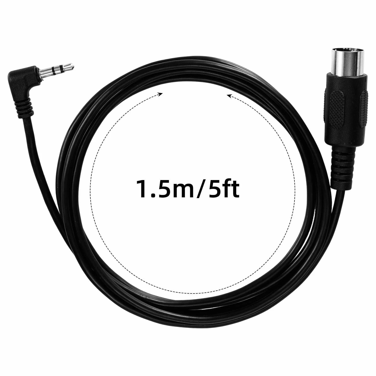 2szt Kabla MIDI Typu A z Wtykiem TRS 3,5mm i 5-Pinowym Męskim DIN, 1,5m Długości Kabel TRS Wielokierunkowy z 5-Pinowym Wtykiem MIDI do Klawiatur Syntezatorów i Systemów DAW (Czarny)
