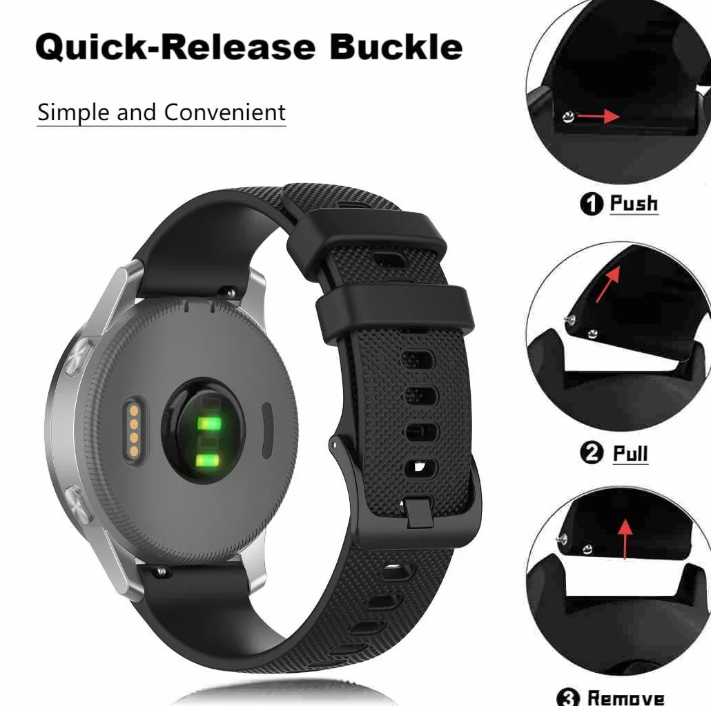 Pasek zapasowy 20 mm do Garmin Forerunner 165/168/158/245/645/55/Vivoactive 6/5/3 Music do Garmin Approach S50/S42/S40/S12, miękki pasek do zegarka sportowego