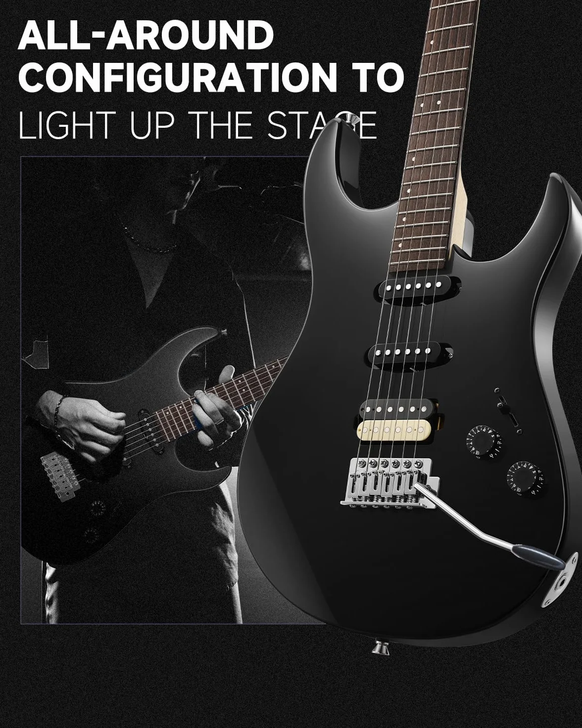 Donner DMT-66 pełnowymiarowa gitara elektryczna zestaw startowy czarna