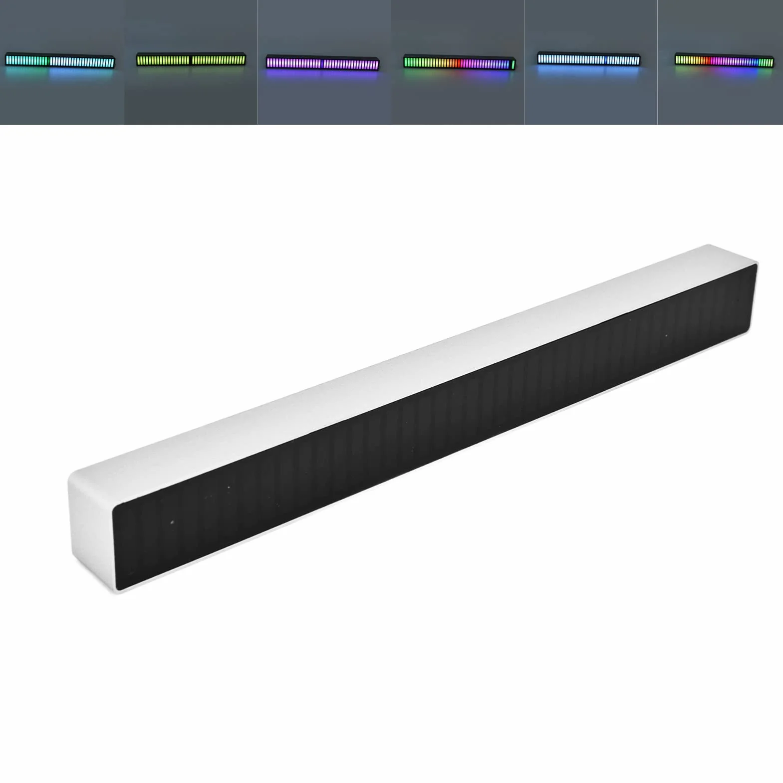 32-bitowy wskaźnik poziomu muzyki pasek aluminiowy kontrola dźwięku głosowego spektrum dźwięku światło rgb wyświetlacz LED rytm impuls kolorowy sygnał(White Shell)