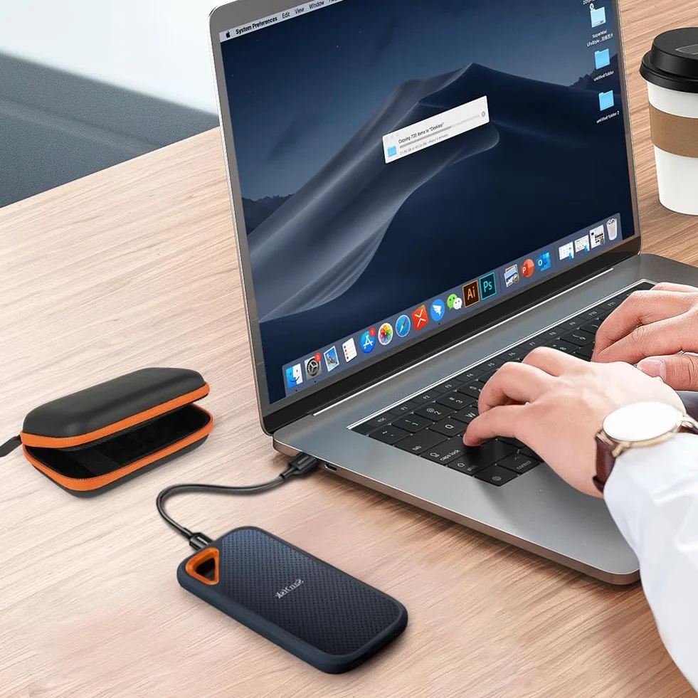 Etui na dysk twardy, przenośny zewnętrzny dysk twardy do SanDisk Extreme/SanDisk PRO 500G 1TB 2TB/2,5-calowy HDD SSD My Passport, ochronna torba do przechowywania - pomarańczowa