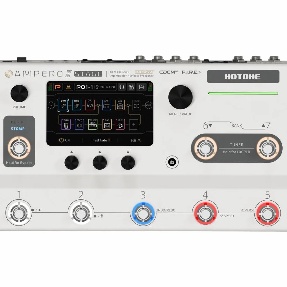 HOTONE Procesor z wieloma efektami ekran dotykowy gitara bas modelowanie MIDI I/O Stereo OTG interfejs audio