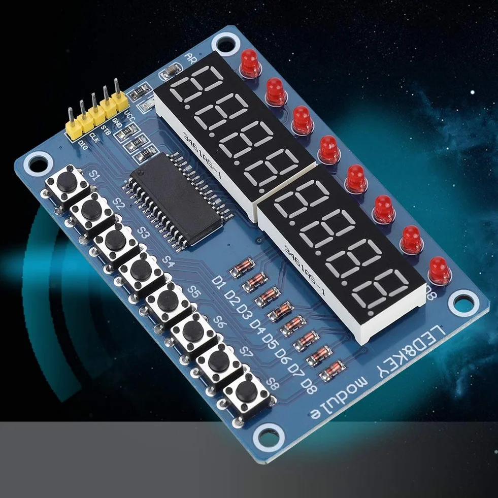 Tonysa 8-bitowy cyfrowy moduł wyświetlacza LED, TM1638, entuzjaści elektroniki, profesjonaliści, moduł wyświetlacza