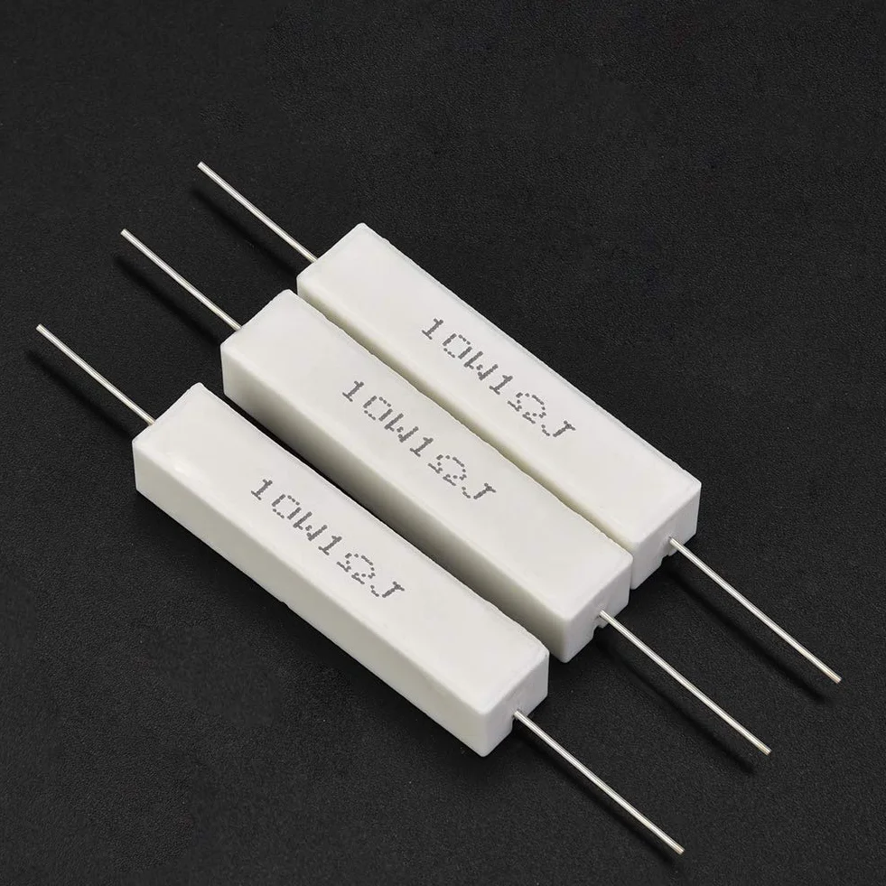 Rezystor ceramiczny 10 sztuk, 10 W rezystor cementowy Zestaw rezystorów dzielnika głośnika Ceramiczny 1 Ohm / 1,5 Ohm / 5 Ohm / 6 Ohm Cementowe rezystory mocy. (1 Ohm)