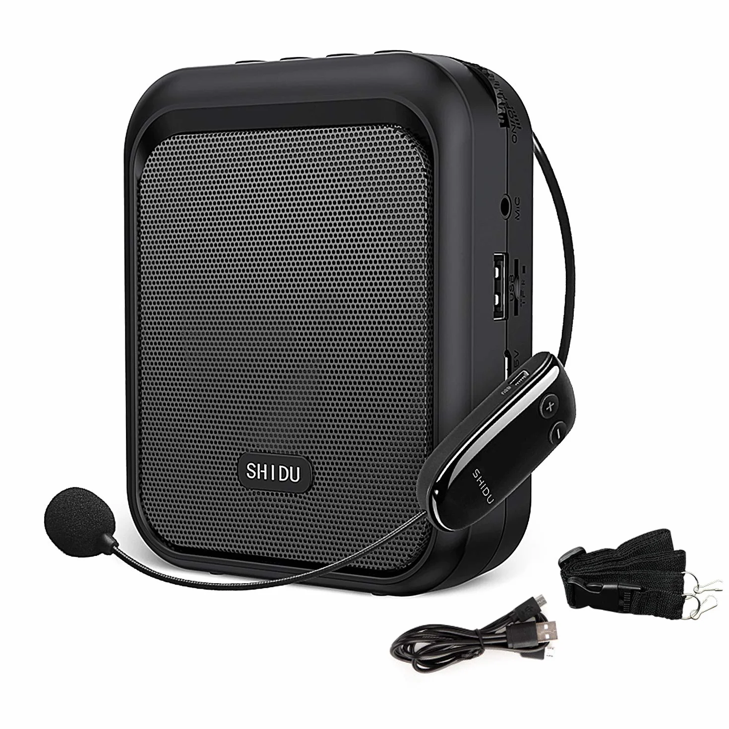 SHIDU mini przenośny głośnik Bluetooth wzmacniacz głosu z bezprzewodowym słuchawkami UHF system nagłośnienia 10W 1800mAh, piosenkarz, taksówkarz kierowca, szkolenie, przewodnik turystyczny