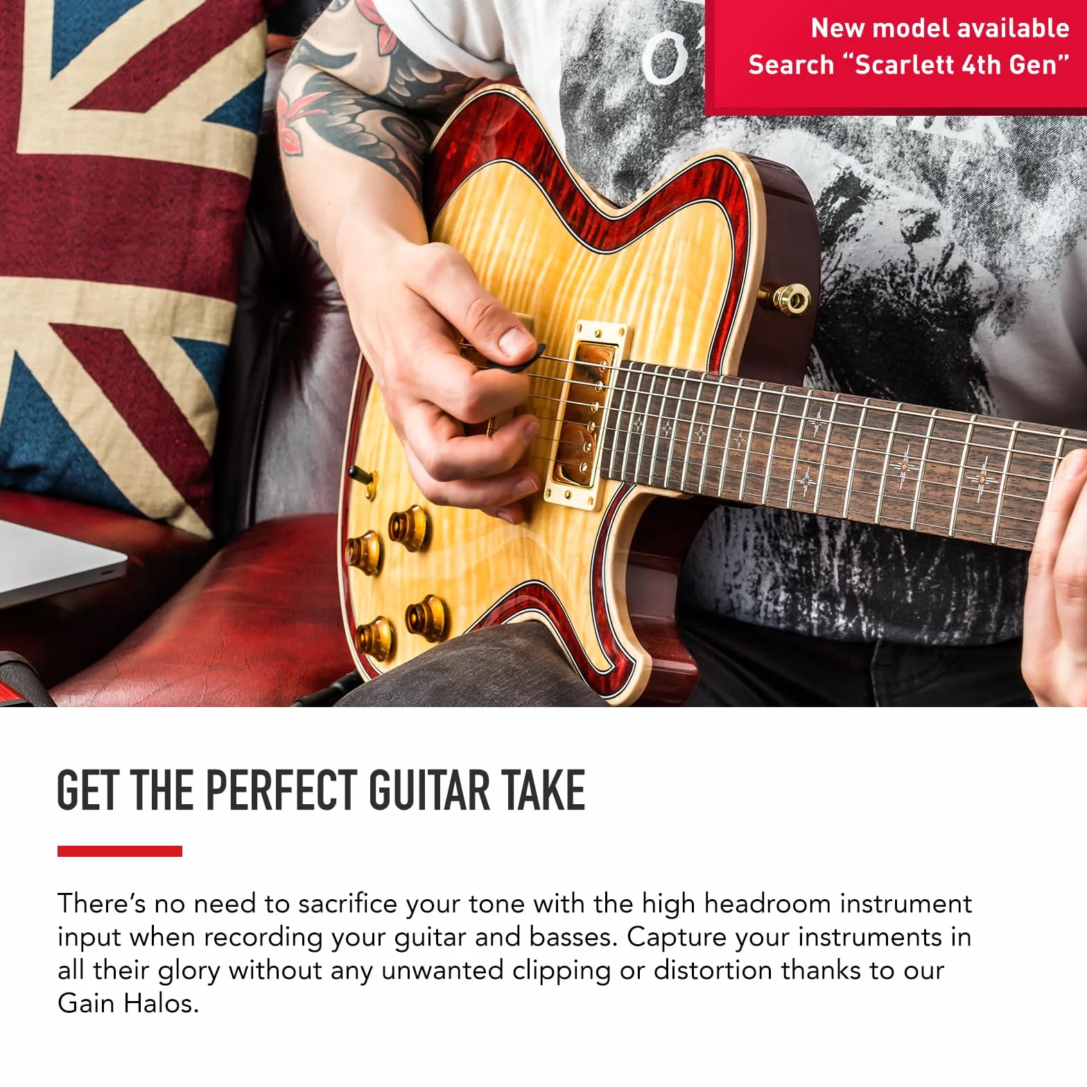 Focusrite Scarlett Solo 3. generacji, Interfejs USB Audio, dla gitarzystów, wokalistów, podcasterów lub producentów, dźwięk o jakości studyjnej, czerwony