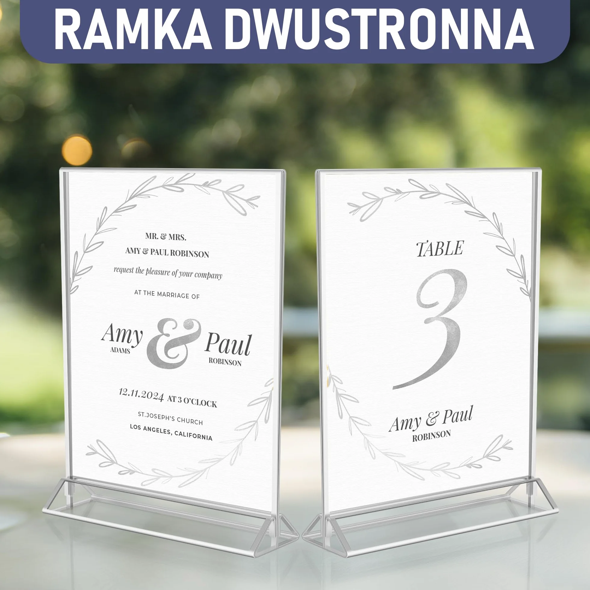 Dwustronne Srebrne Ramki A5, Zestaw 6 Szt., Akrylowe Uchwyty Na Numery Stolików, Przezroczyste Stojaki Na Tabliczki, Srebrne Ramki Na Numery Stolików Weselnych, Uchwyty Na Menu I Zdjęcia Na Wydarzenia
