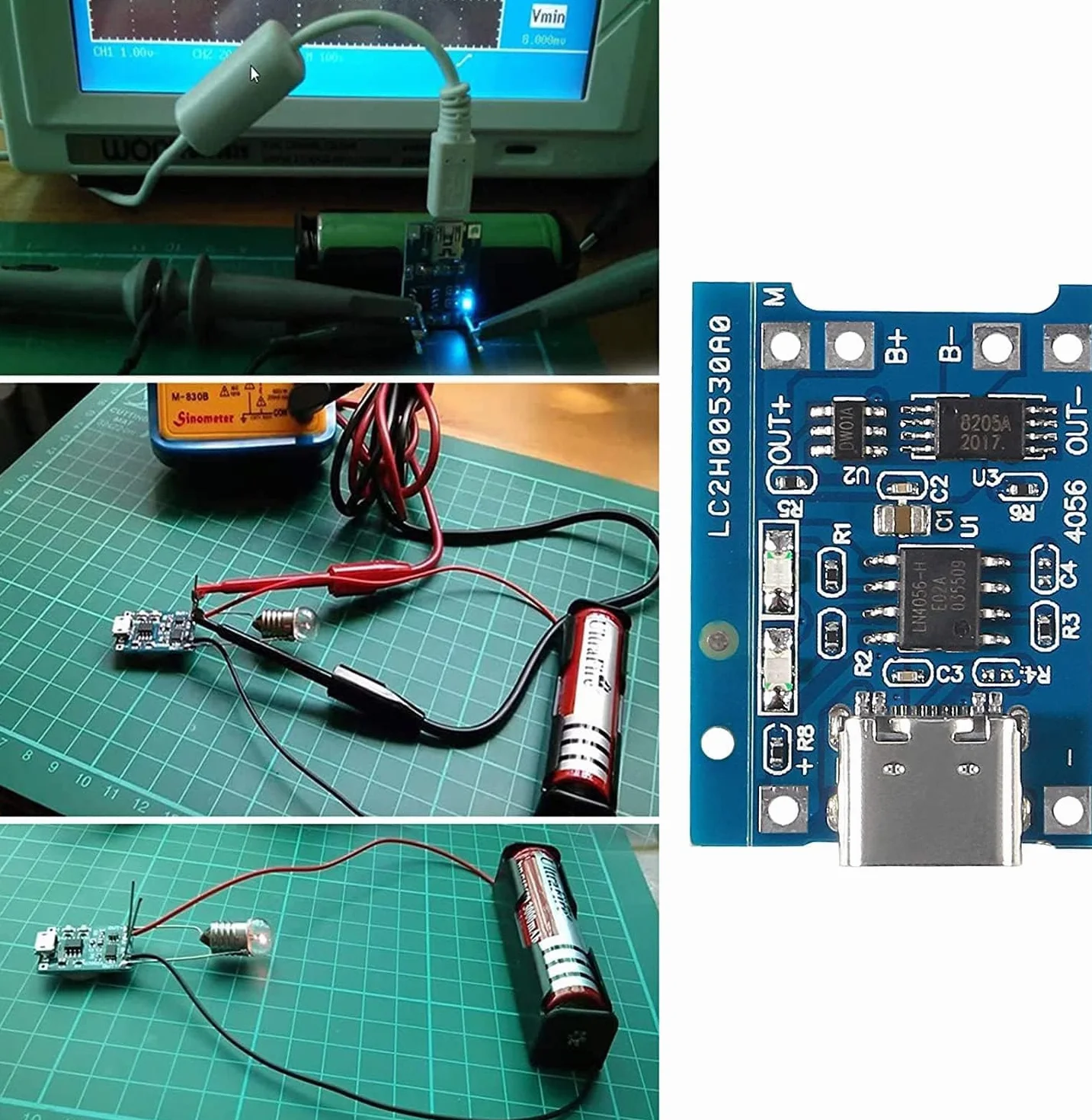 GTIWUNG 15 szt. Moduł ładowarki akumulatora litowego Type-C USB 5V 1A 18650 Li-ion płytka ładująca z podwójną funkcją ochrony + 10 szt. uchwyt na baterię 18650 z przewodami - zestaw