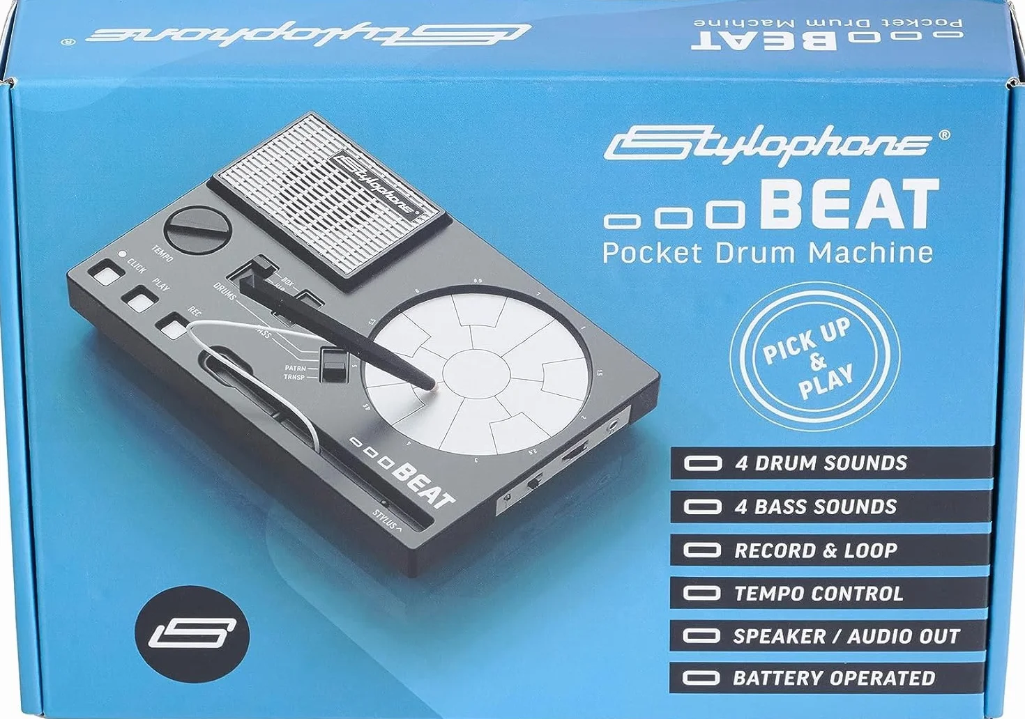 Stylophone Beat - kompaktowa maszyna perkusyjna z rysikiem, 4 zestawy, 4 dźwięki basowe