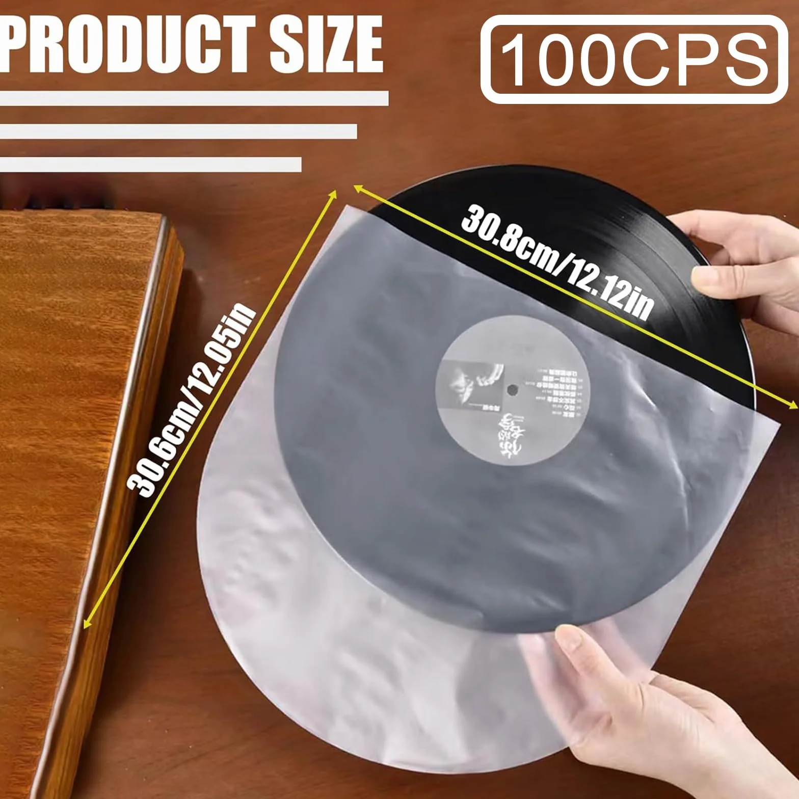 100 sztuk pokrowców wewnętrznych na płyty gramofonowe, 30 cm, antystatyczne, wysokiej jakości HDPE 50 mikronów, do Lorde/Kraftwerk Vinyl LPs, okrągłe dno, winylowe osłony ochronne
