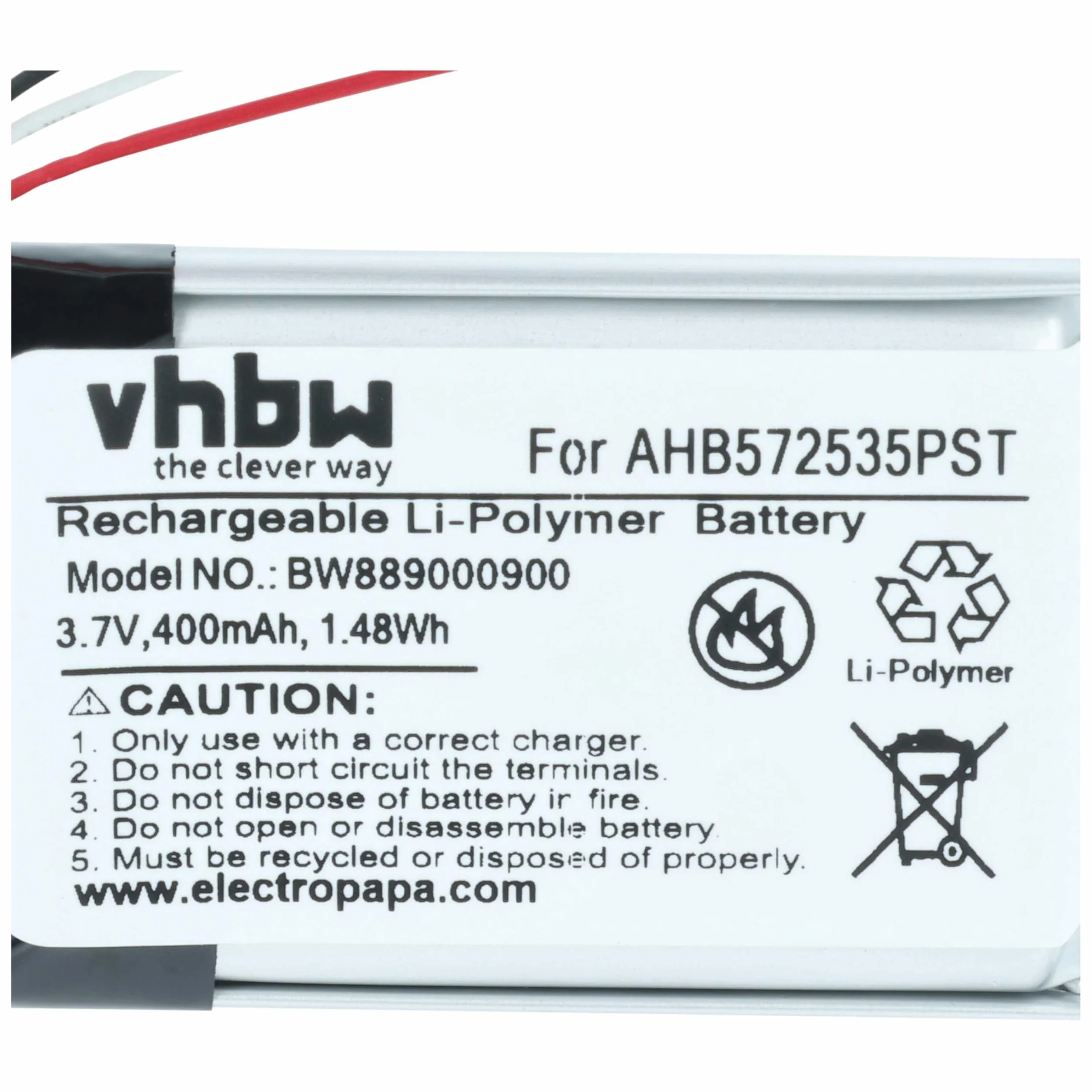 vhbw Akumulator kompatybilny z bezprzewodowymi słuchawkami Jabra Evolve 75 (400 mAh, 3,7 V, litowo-polimerowe)