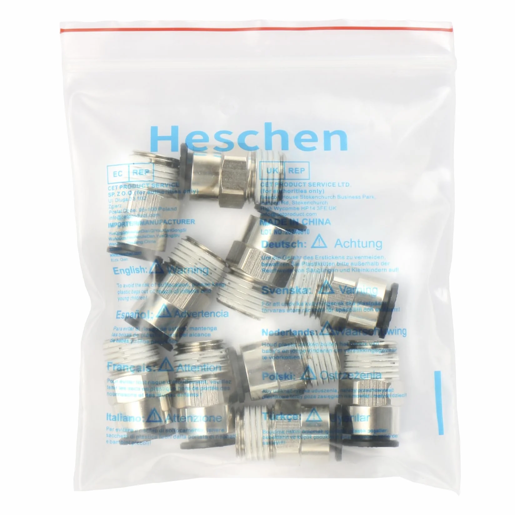 Heschen Szybkie połączenia PC6-01 6mm Push In Joint Thread Male 1/8" Quick Fittings Pneumatyczne złącze 10 sztuk