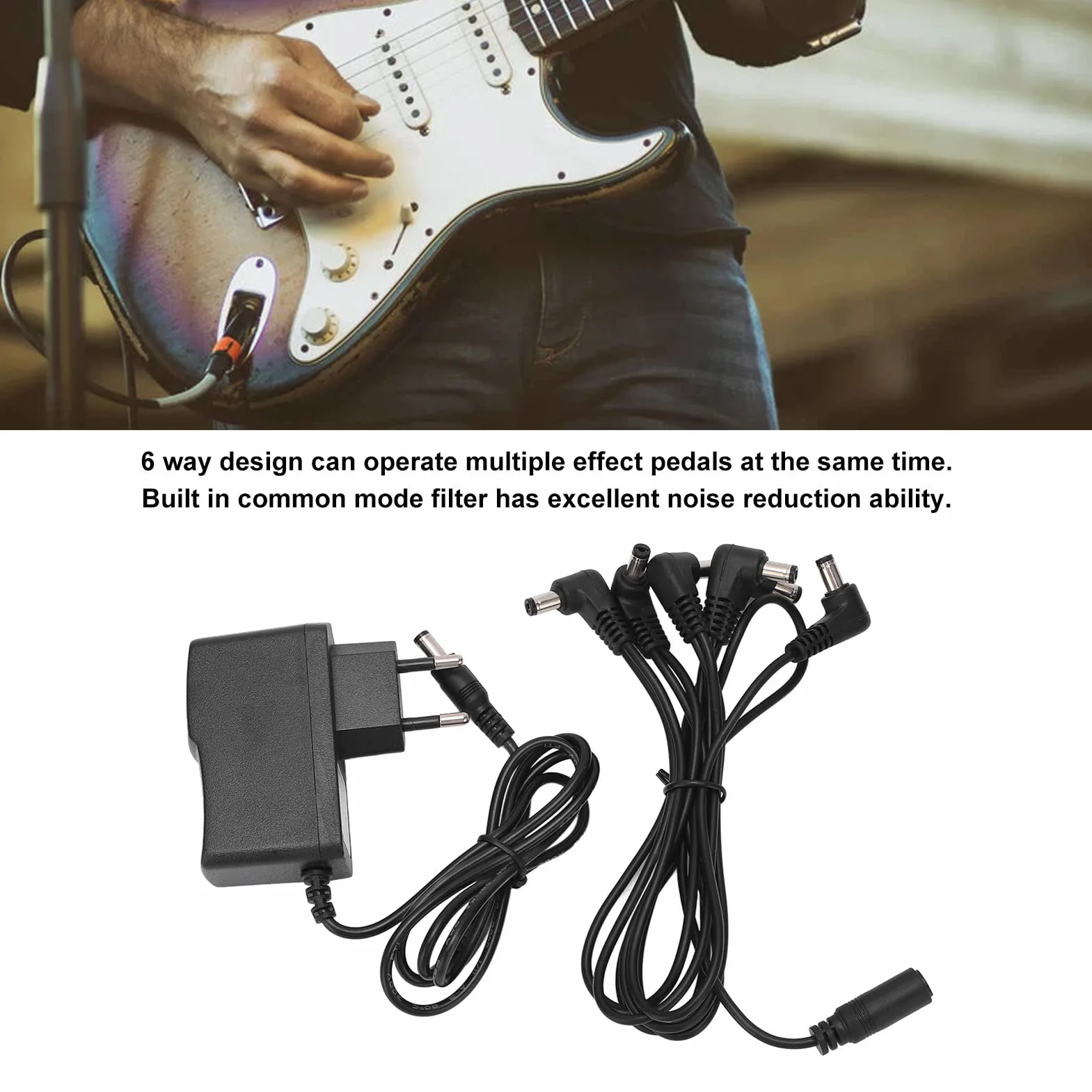 Zasilanie pedału zasilania, wbudowany filtr trybu wspólnego Zasilanie pedału efektów gitarowych Kabel łańcuchowy do grania