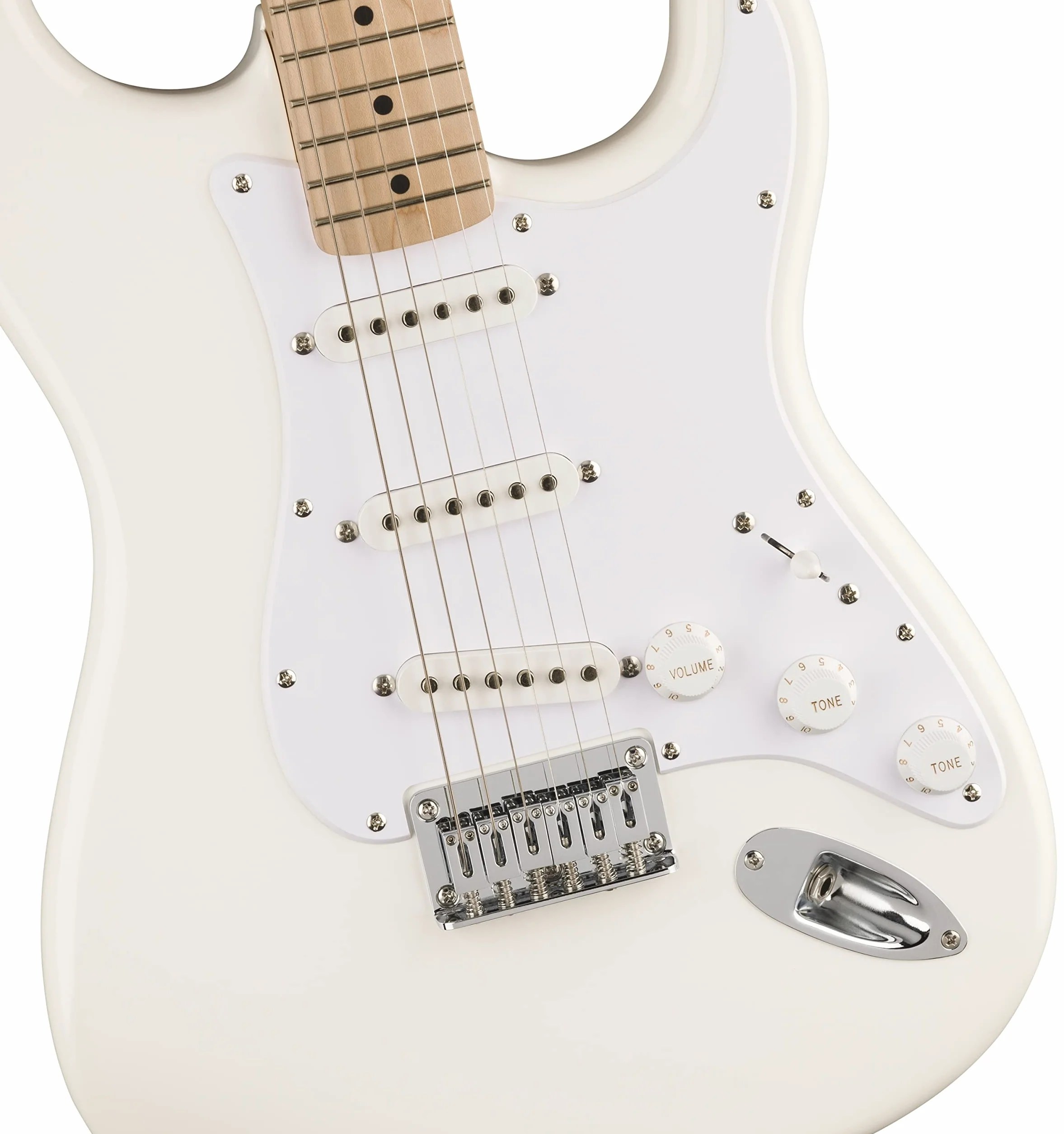 Squier by Fender Sonic Stratocaster HT, Electric Guitar, klonowa deska palcowa, Pickguard White, Arctic White, zawiera bezpłatne wirtualne lekcje w Fender Play