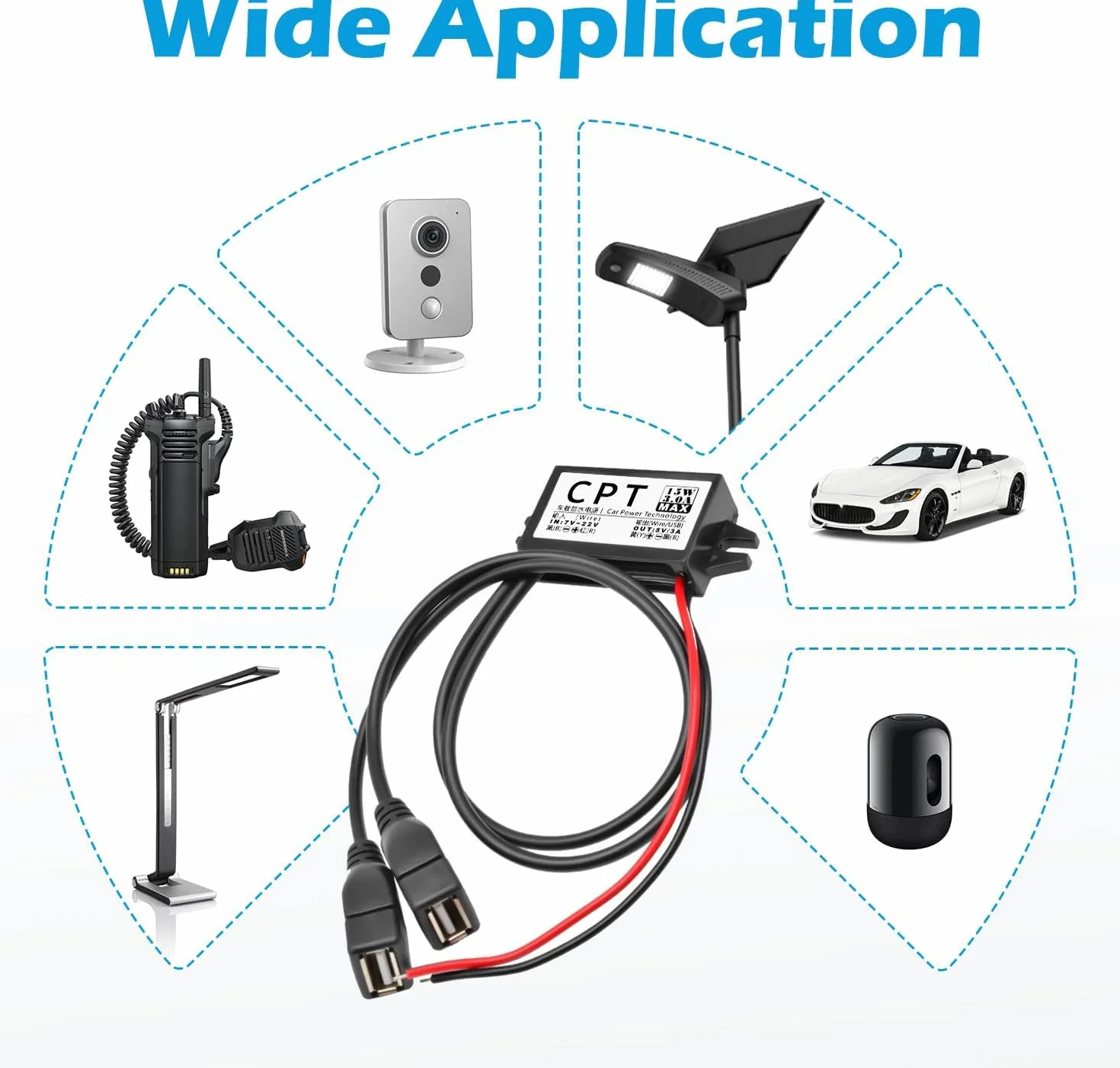 Heemol Adapter USB 12V na 5V,moduł konwertera DC Buck 3A 15W samochodowy przetwornik prądu (Dual USB)