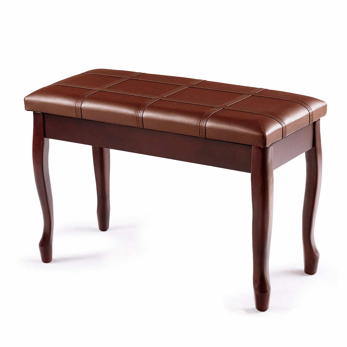 COSTWAY Ławka fortepianowa, taboret fortepianowy z litego drewna, wyściełana, ławka fortepianowa, ławka do siedzenia na keyboardzie, 75 x 35 x 49 cm (brązowa)