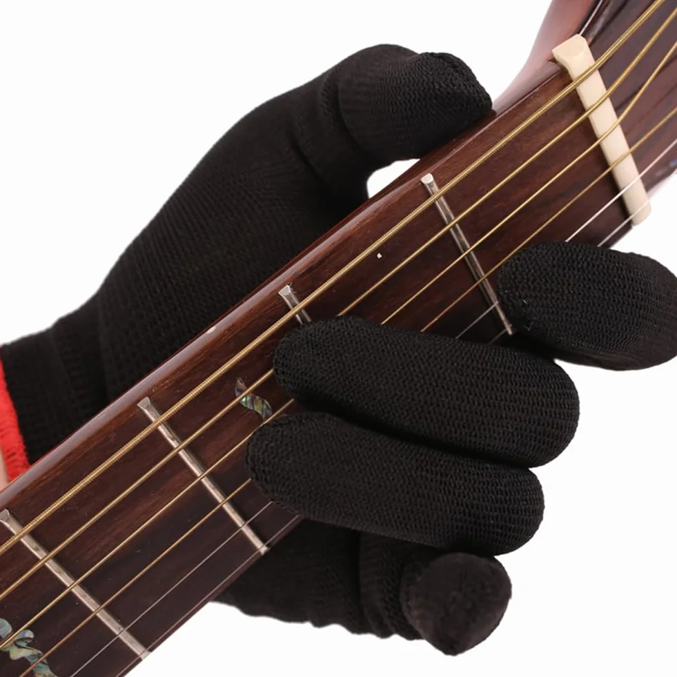 Rękawiczki Gitarowe, Rękawice do ćwiczeń, Osłona Palców Muzyka na gitarę, Skrzypce, Banjo, Ukulele, Ultracienki Nylonowy materiał Siatkowy, Wygodny i Elastyczny (M 6,5 x 8 cm)