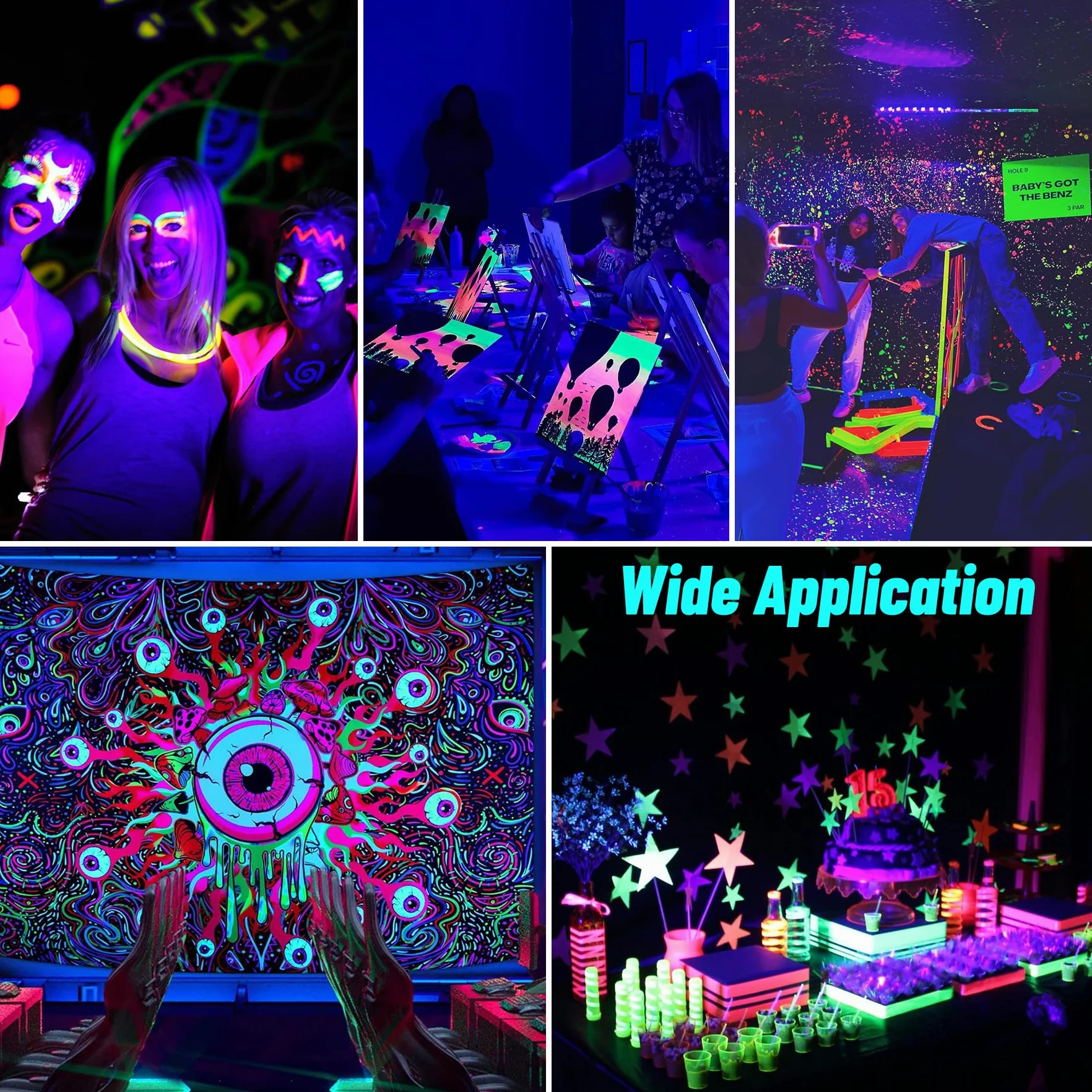 BOSYTRO 50W/100W/150W LED Czarna Światło, IP66 Wodoodporne UV, Światła UV dla Glow Party, Dekoracje Halloween, Body Paint, Oświetlenie Sceniczne, Akcesoria na Glow In The Dark Party (150W-2)