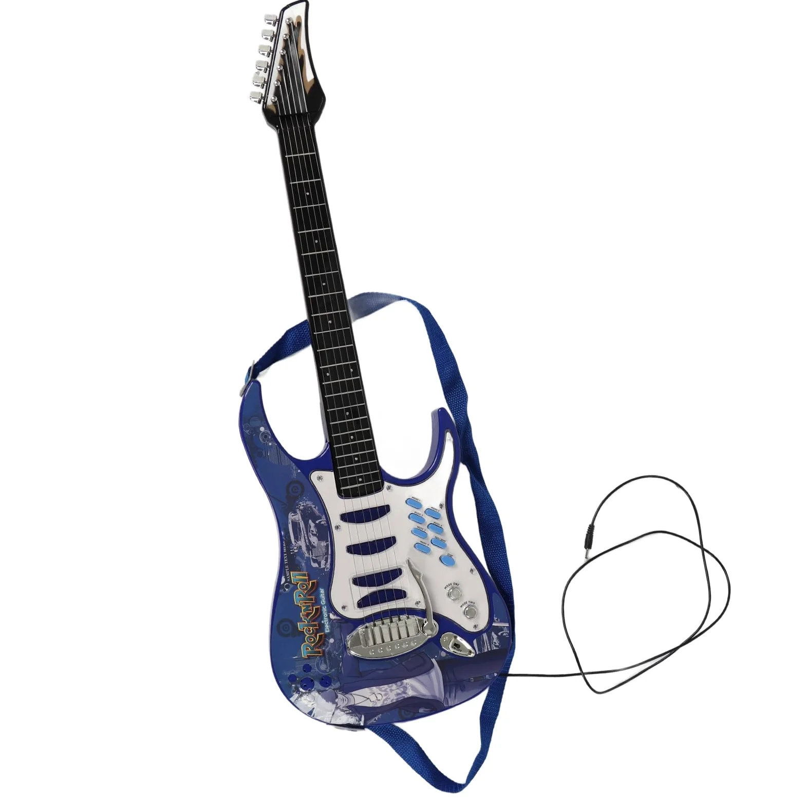 Gitara Karaoke dla Dzieci Instrument Muzyczny Gitara Elektryczna Zestaw Wzmacniaczy Mikrofonowych Mikrofon Gitarowy Zestaw Głośników Wielofunkcyjny Instrument Muzyczny z regulacją (Niebieski)