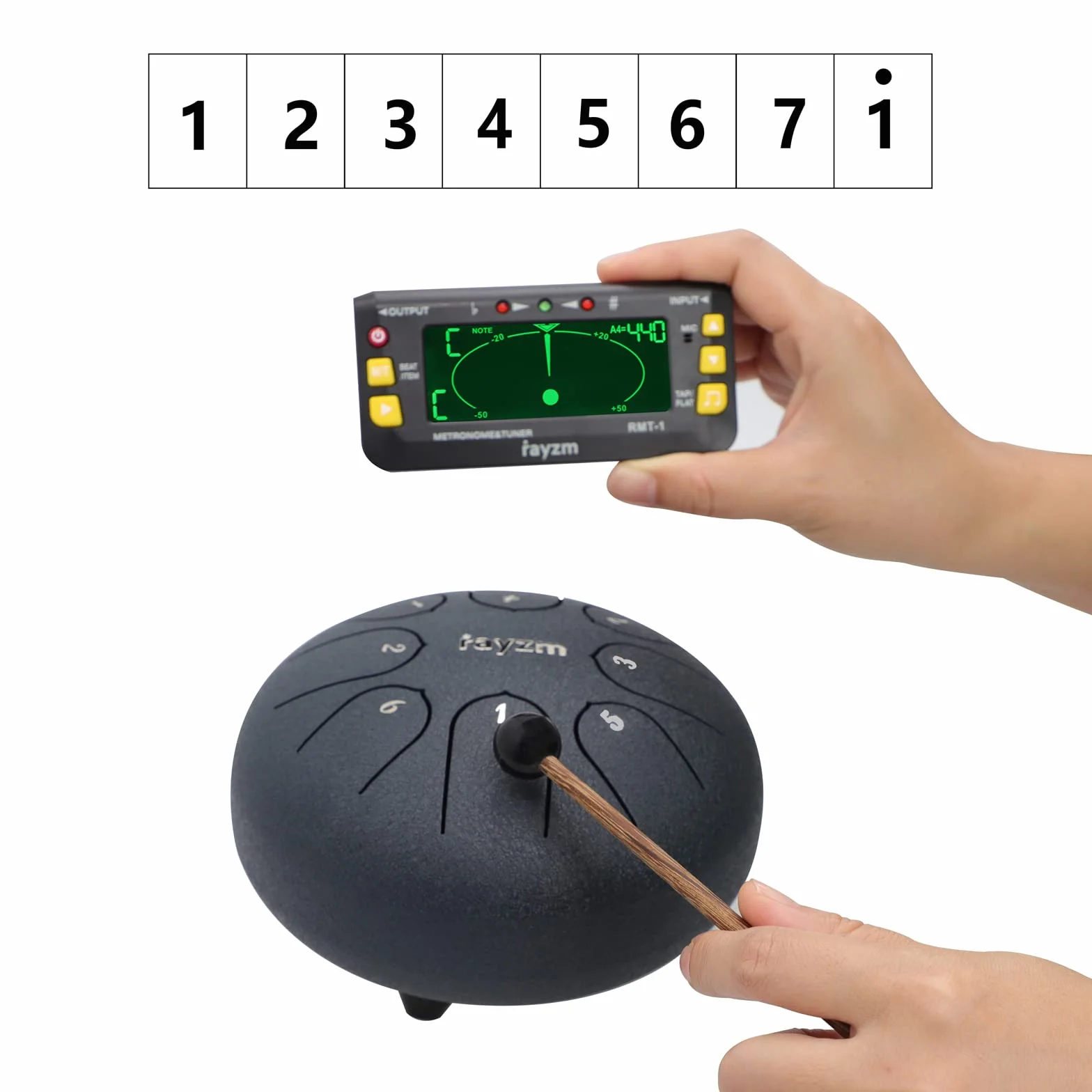 Rayzm Stalowy bęben językowy 15 cm 8 nut skala diatoniczna C-Key instrument perkusyjny