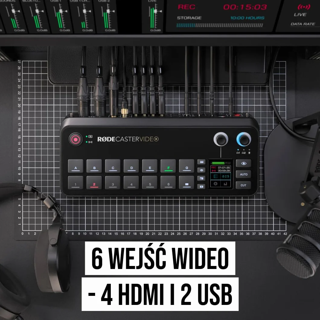 RØDE RØDECaster Video - Profesjonalny przełącznik wideo i interfejs audio - Wielokamera, 6 x wejść wideo (HDMI i USB), 1080p60, Sceny z wieloma źródłami