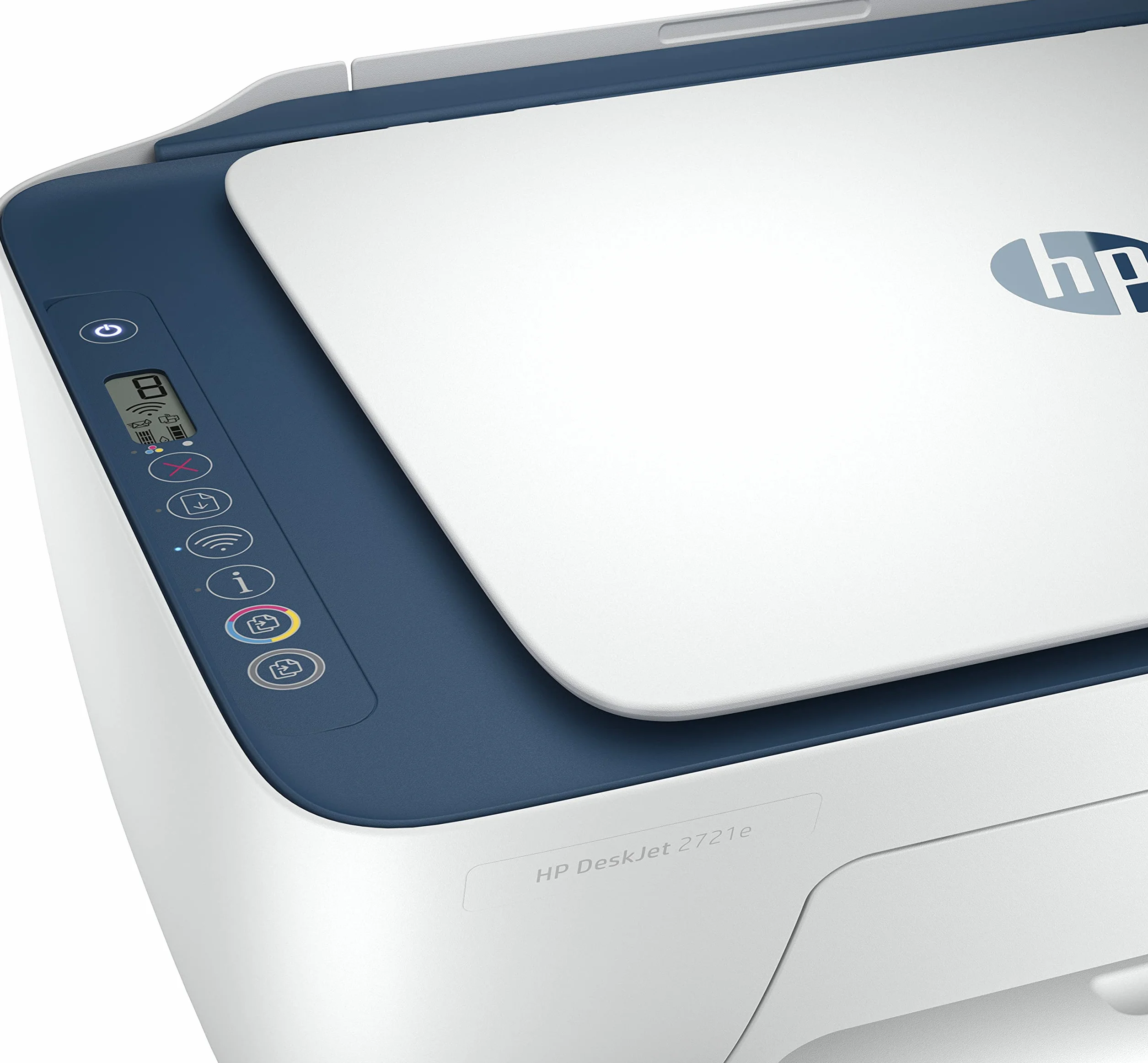 HP Deskjet 2721e - All-in-1 drukarka termiczna A4 4800 x 1200 DPI 7,5 stron/min, Wi-Fi, 425 x 546 x 250 mm - Biały/Niebieski