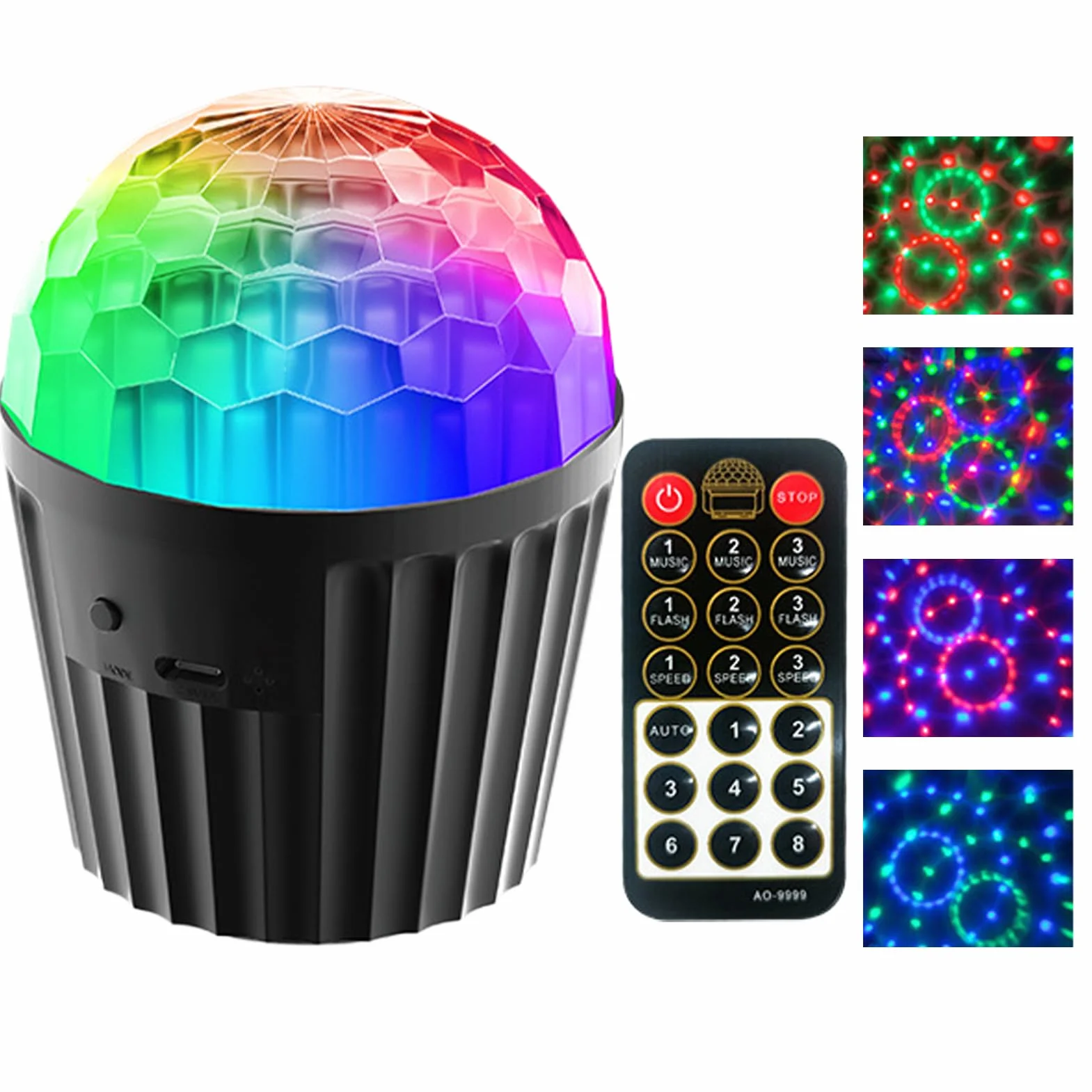Remote Control Party Lights, Crystal Magic Ball Disco Lamp, Color-Changing Ambient Light, 2.24x3.94 inches Sound-Activated LED Lighting Device for Home Room Parties, Club Events