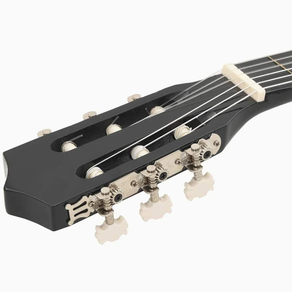 vidaXL Gitara klasyczna z wycięciem, 6 strun, czarna, 38"