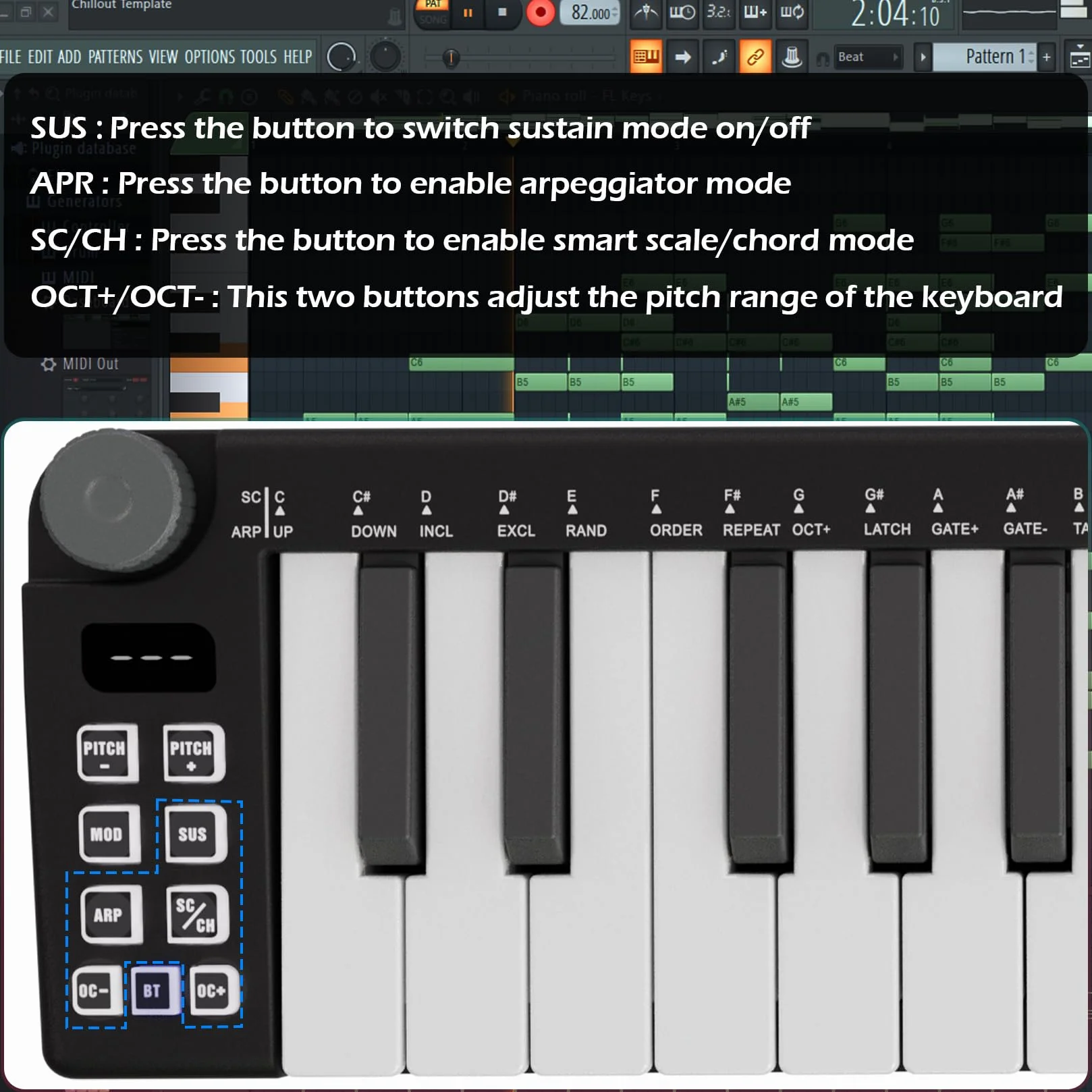 M-VAVE 25-klawiszowa mini klawiatura, klawiatura MIDI, profesjonalny Beat Maker i Keytar do produkcji muzycznej, wbudowana bateria, bezprzewodowe połączenie, czarne, mini bez