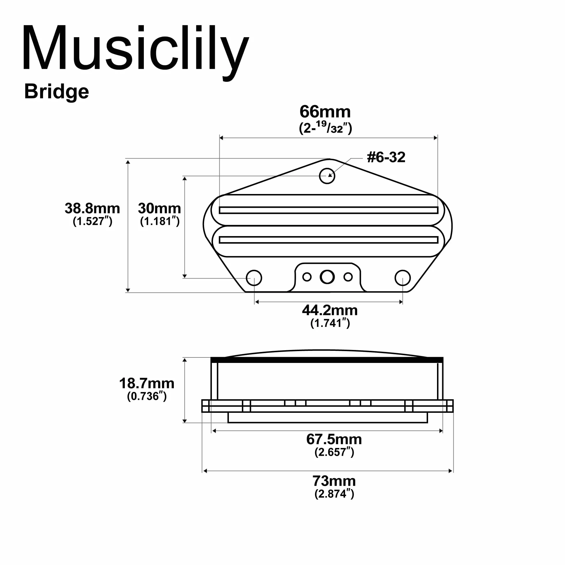 Artec TRA73 Alnico 5 Hot Rails Przetwornik Humbucker Wielkości Single Coil Bridge Pickup 12K do Gitary Elektrycznej typu Tele, Czarny