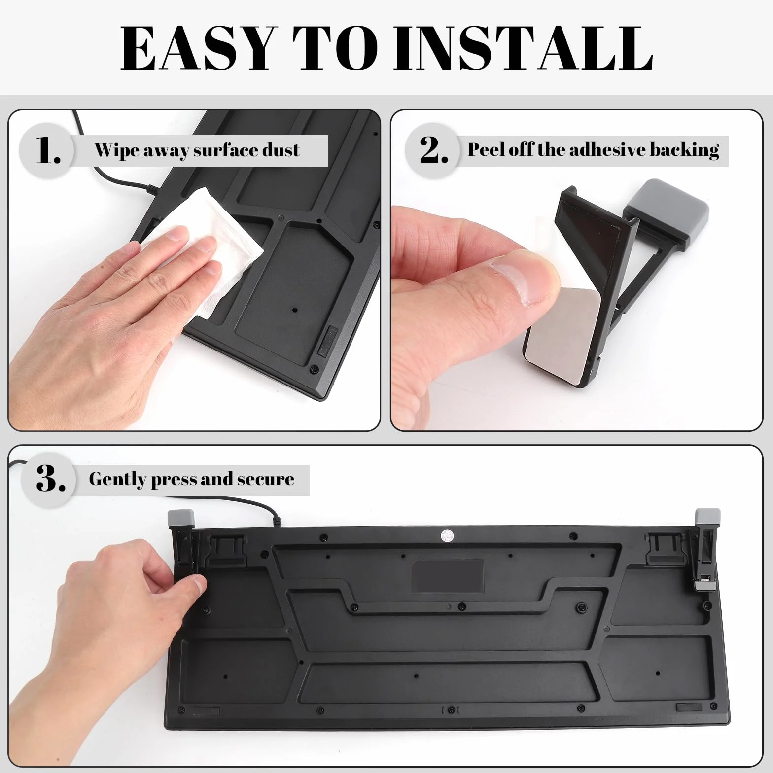 Mini podstawka pod laptopa, 2 sztuki, stojak na klawiaturę, 3-stopniowa regulacja, samoprzylepny, składany podwyższenie klawiatury ze stopu cynku, ultra płaski uchwyt na klawiaturę 5 mm