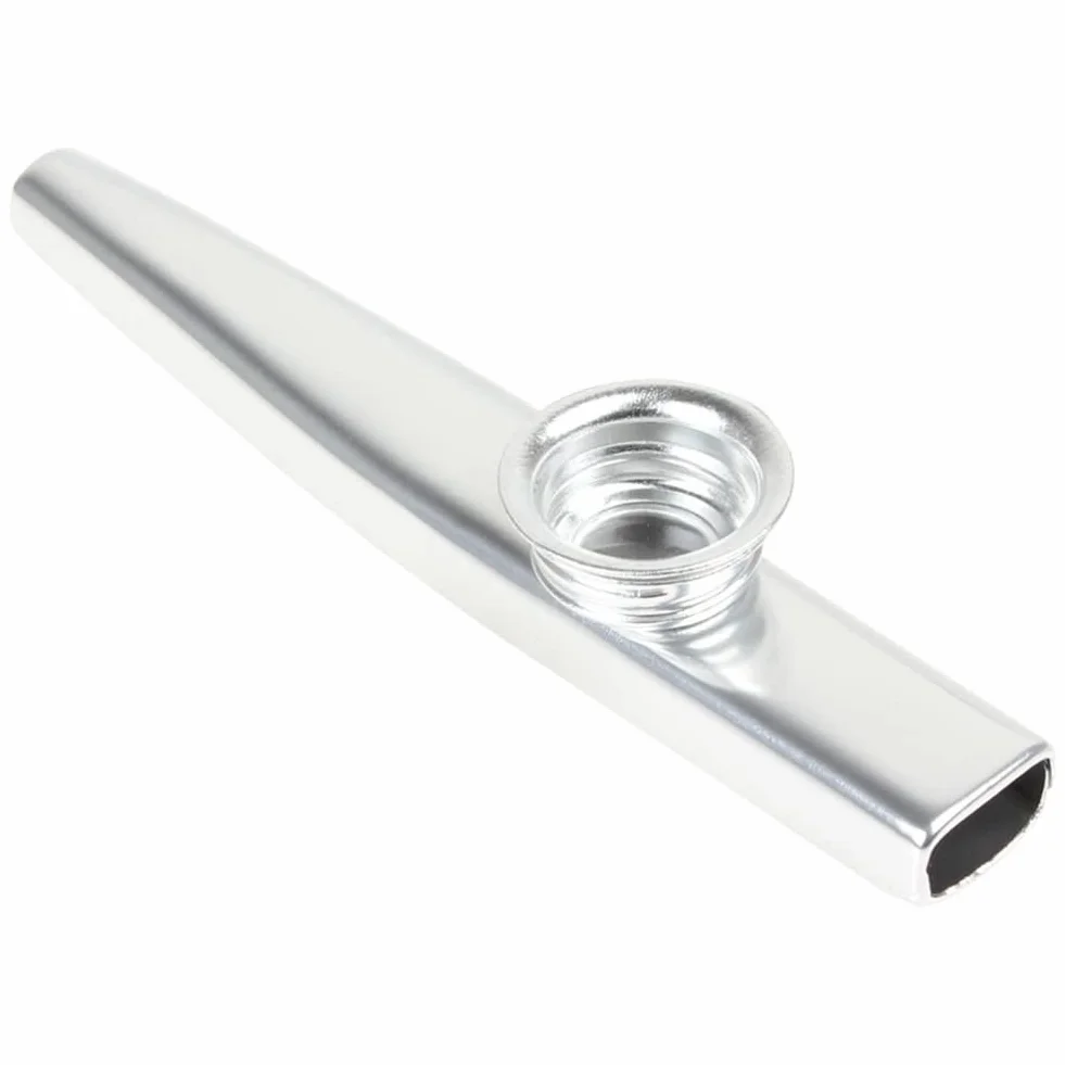 Alnicov kazoo metalowy, stop aluminium z 5 gwizdkami i ładnym pudełkiem na instrumenty muzyczne, ukulele, dla partnera gitary (srebrny)