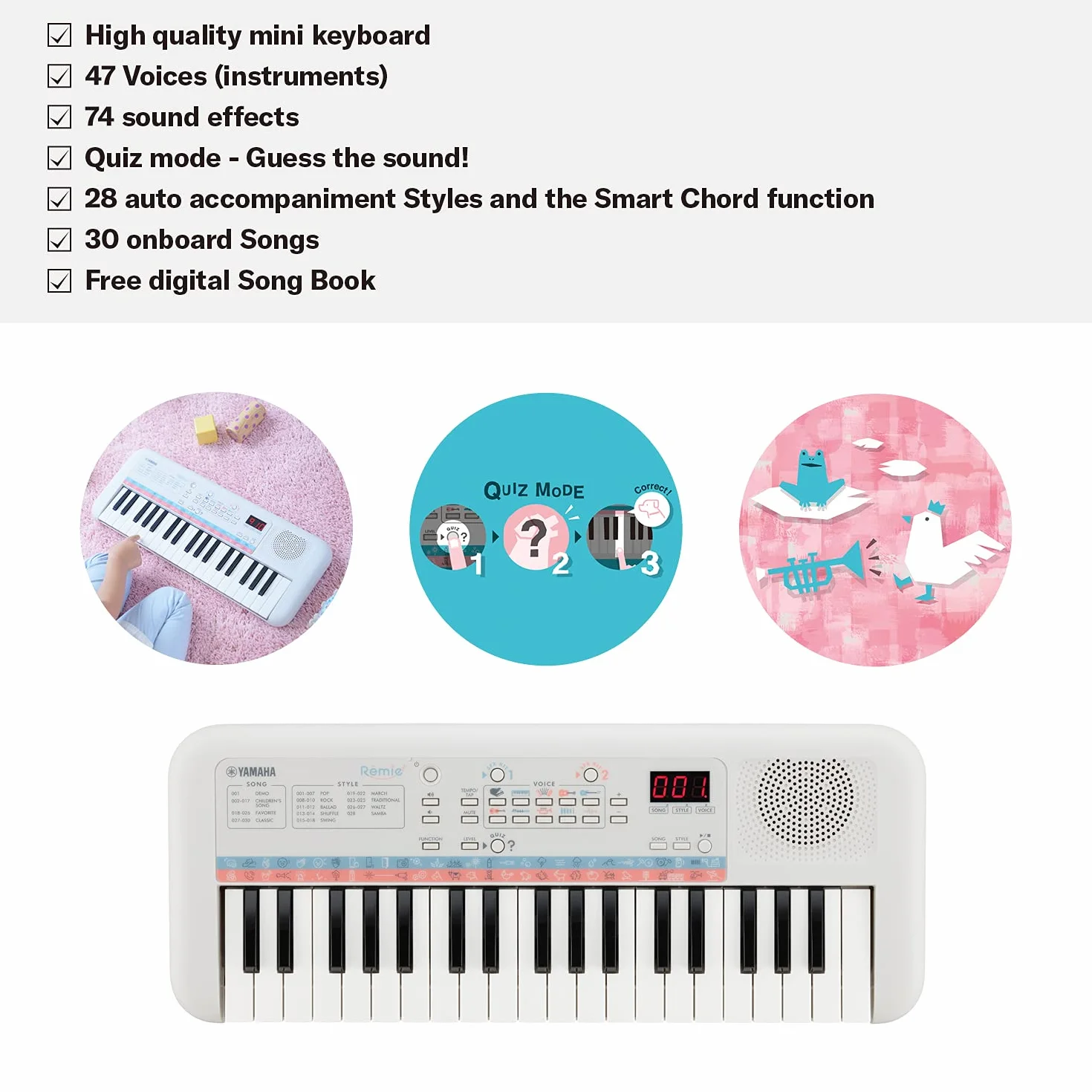 Yamaha Remie Pss-E30 Mini Keyboard, Biały, 37 Klawiszy
