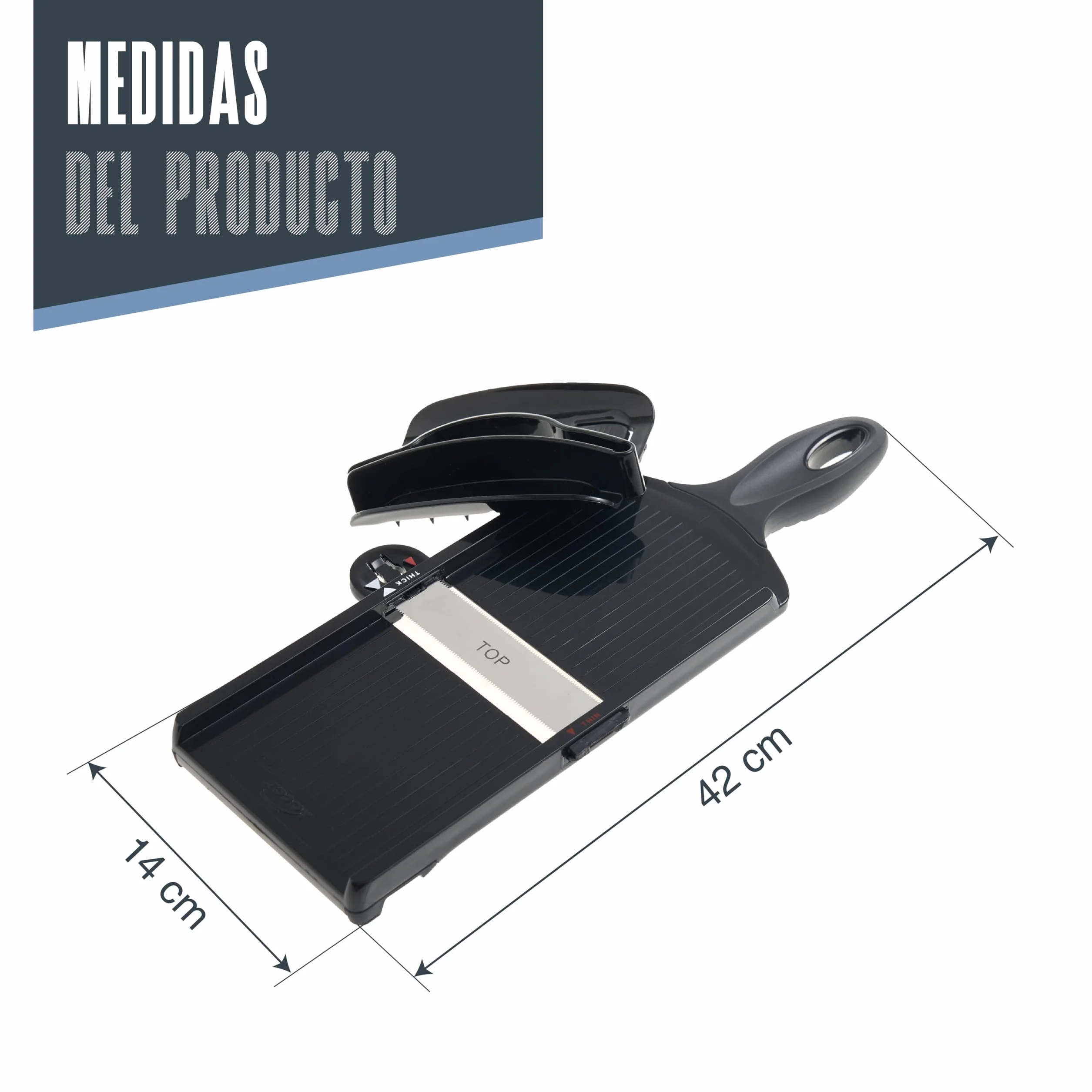 Lacor - 60275 - Dwukierunkowa mandolina szybka, gładkie cięcie, wolne od BPA, system DoubleCut, Ostre ostrza, Dwa rodzaje cięcia, kompaktowa konstrukcja i zdejmowana
