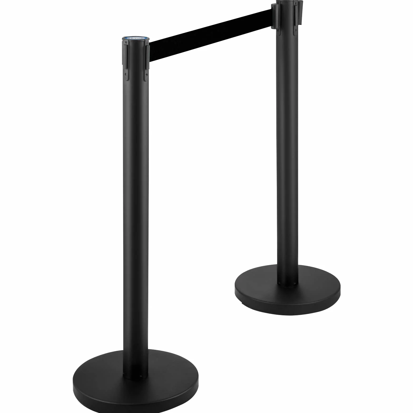 VEVOR Stanchion Control Stanchion, zestaw 4-częściowy, zestaw stanionów z 6,6 ft/2 m, czarny pasek chowany, czarna bariera kontroli tłumu z betonem i metalową podstawą – łatwy montaż