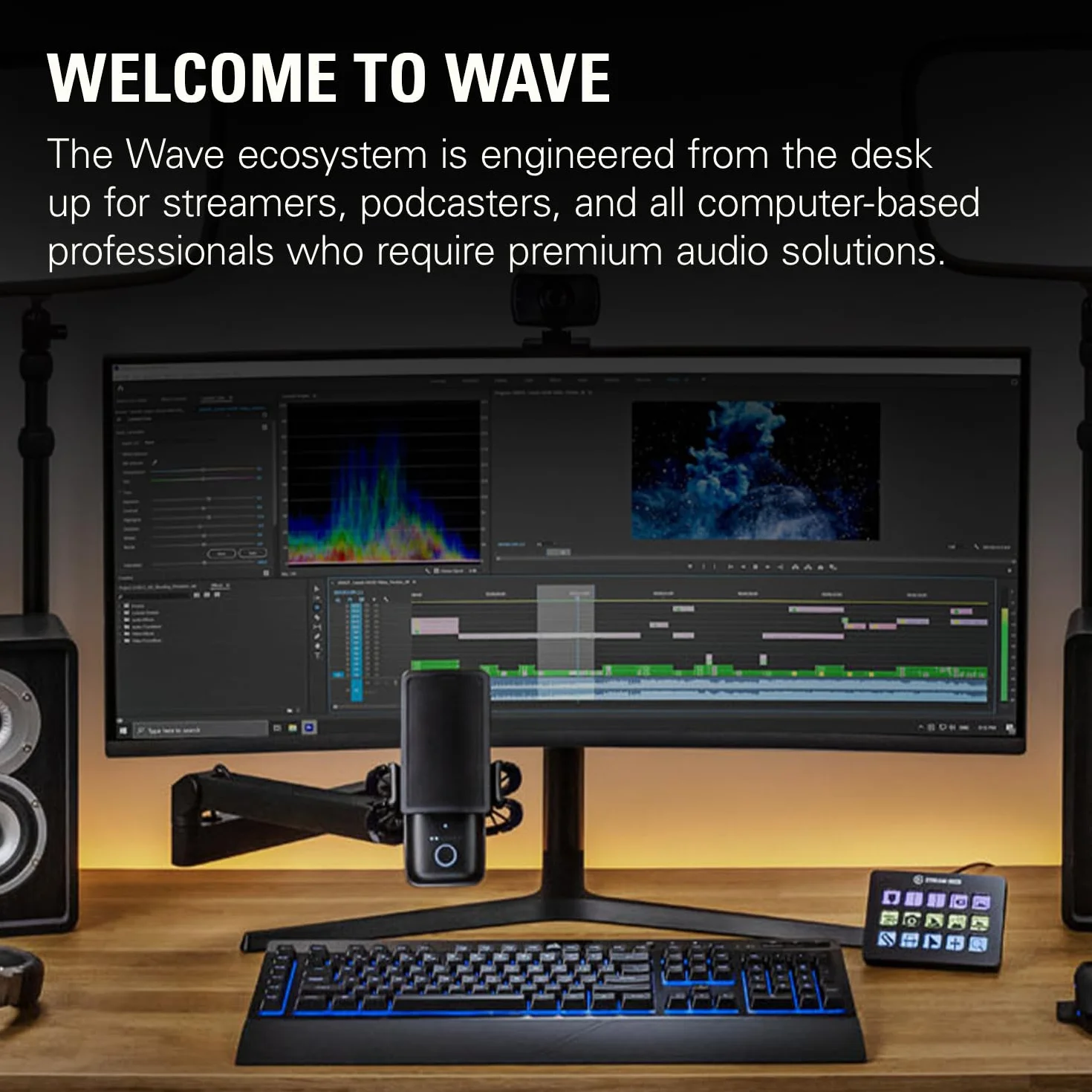 Elgato Wave Mic Arm LP niskoprofilowe ramię mikrofonu premium, system zarządzania kablami, zacisk stołowy, regulacja