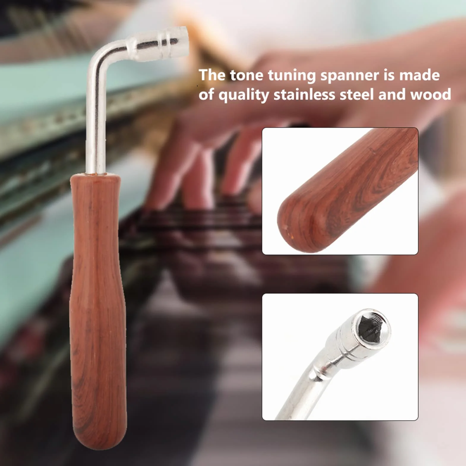 Alomejor Piano Tuning młotek sznur klucz tuningowy kształt L wewnętrzny 4 narożniki design uchwyt pianino Tuning młotek zestaw bezgłośny 1 szt.