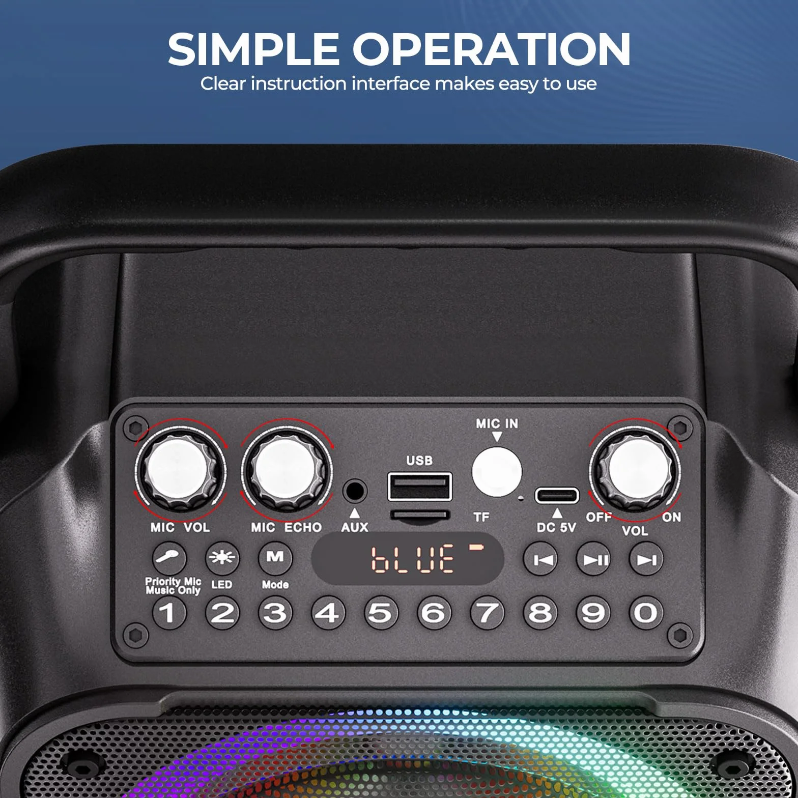 Ankuka Przenośny Głośnik Bluetooth Karaoke z 2 Mikrofonami, System PA, TWS/FM/AUX/USB/TF/REC, Czarny