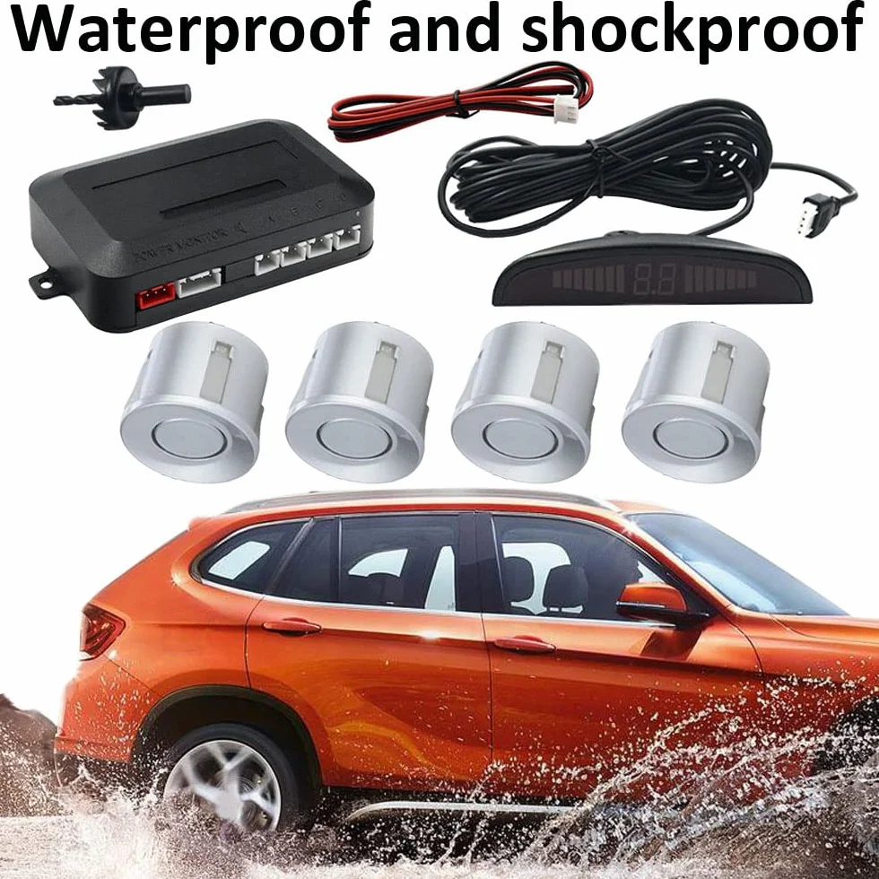 Pomoc przy parkowaniu samochodowym, 4 czujniki tylne, pomoc w cofaniu, system parkowania, czujniki parkowania, pomoc w parkowaniu wstecznym, 12 V, wyświetlacz LCD, brzęczyk, ostrzeżenie, kolor