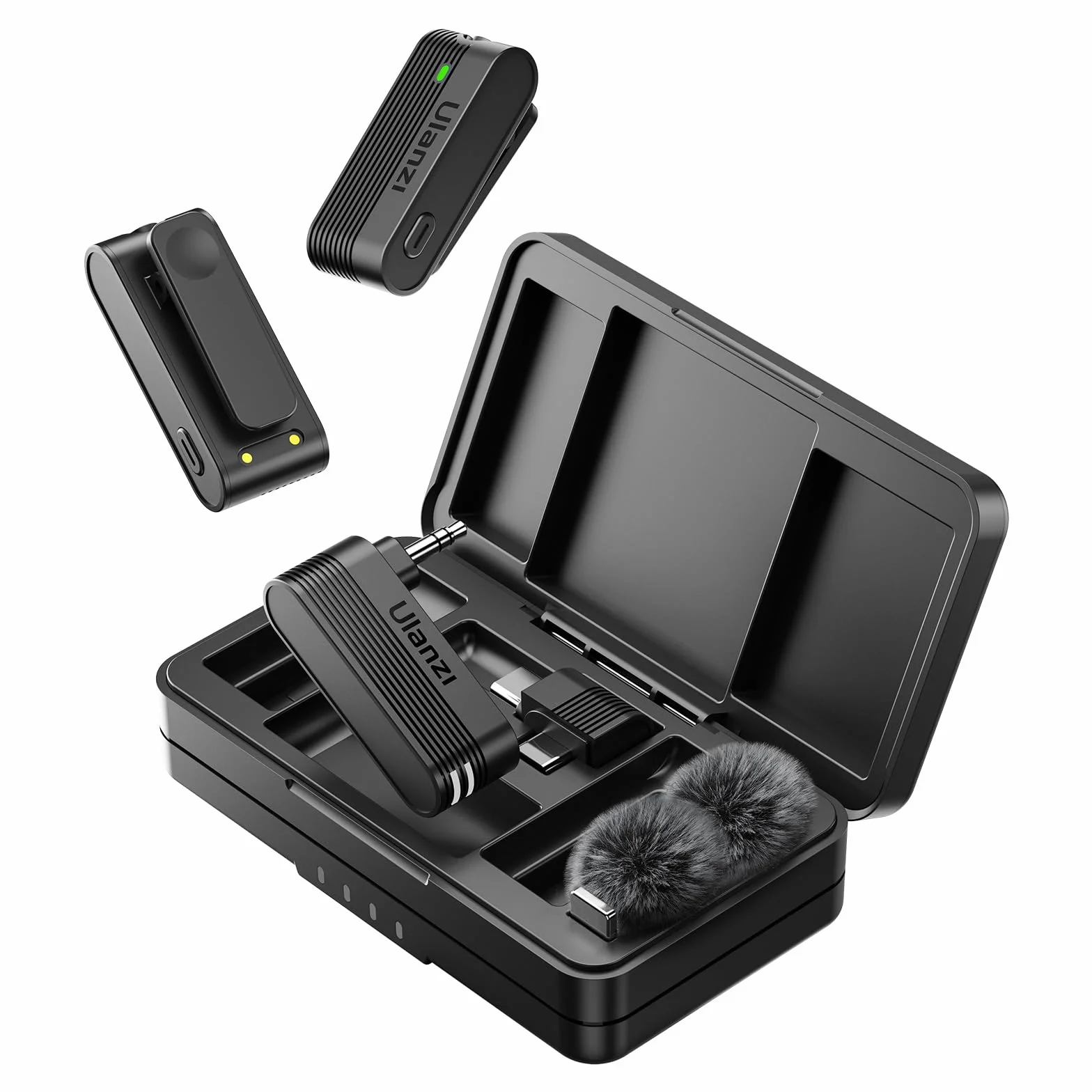 ULANZI A100 Bezprzewodowy mikrofon, Mini mikrofon krawatowy do iPhone15/16'a i Androida/Kamera/USB-C, 13.5 godzin autonomy, Mikrofon Lavalier plug and play do Nagrywanie Wideo, YouTube, TikTok, Vlog