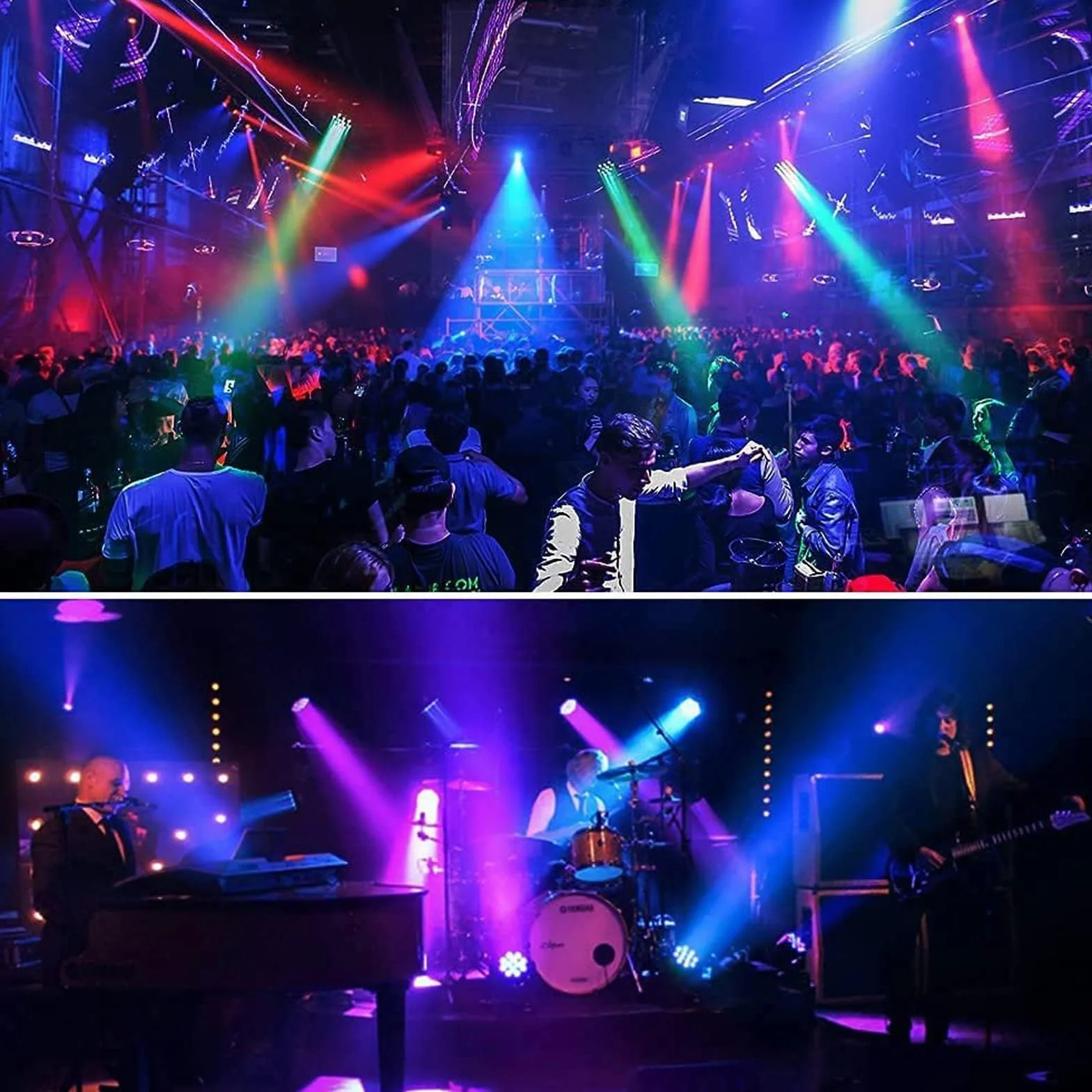 RGBW SEBRUANC 7 LED DMX projektor LED z pilotem zdalnego sterowania, 8 trybów świecenia, do DJ-a, baru, na Boże Narodzenie, Haloween, 4 sztuki