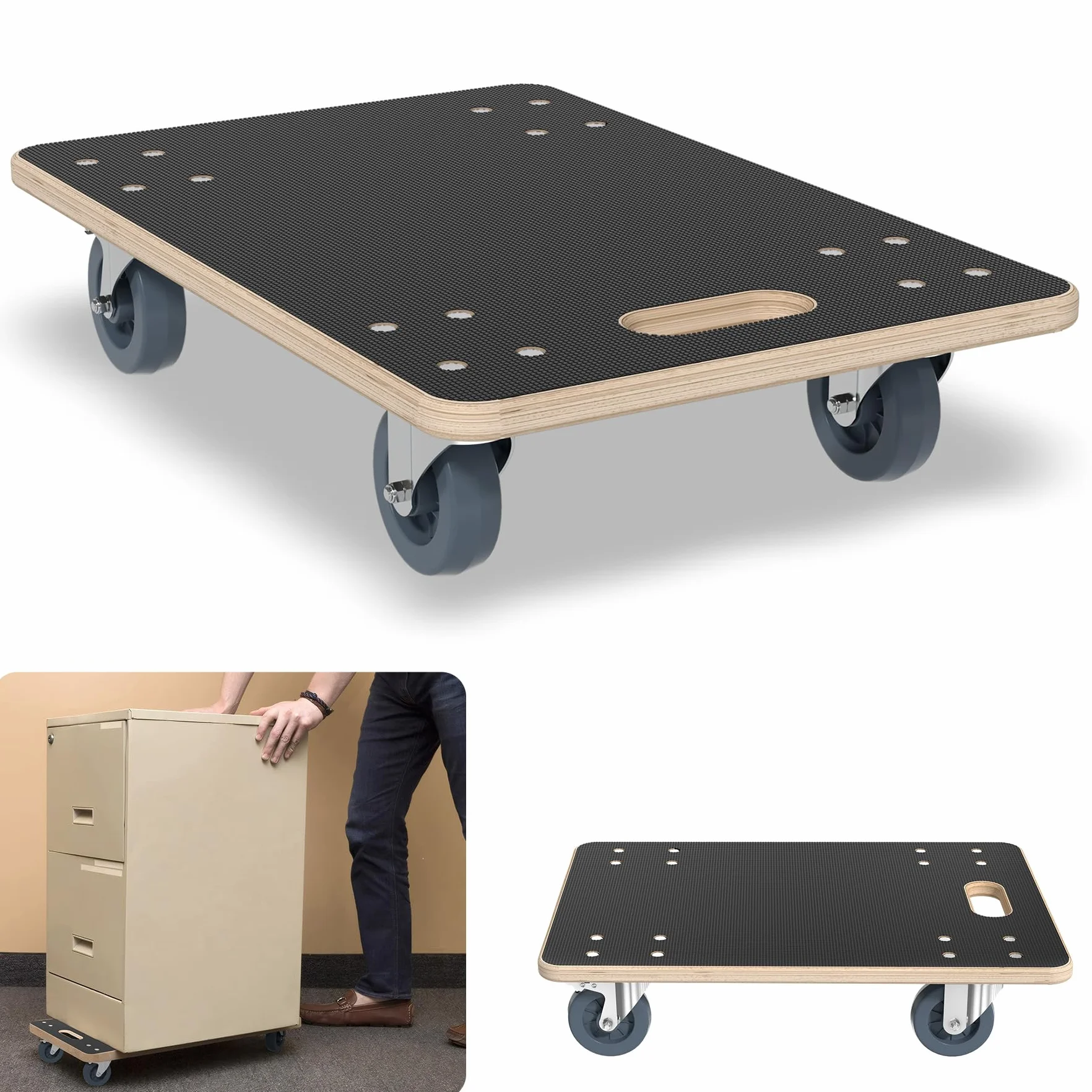 Wózek transportowy, 2 sztuki, do mebli, z regulowanymi kółkami, transporter 600 x 400 x 145 mm, pomoc transportowa do przeprowadzki, transportu mebli, maks. nośność 200 kg