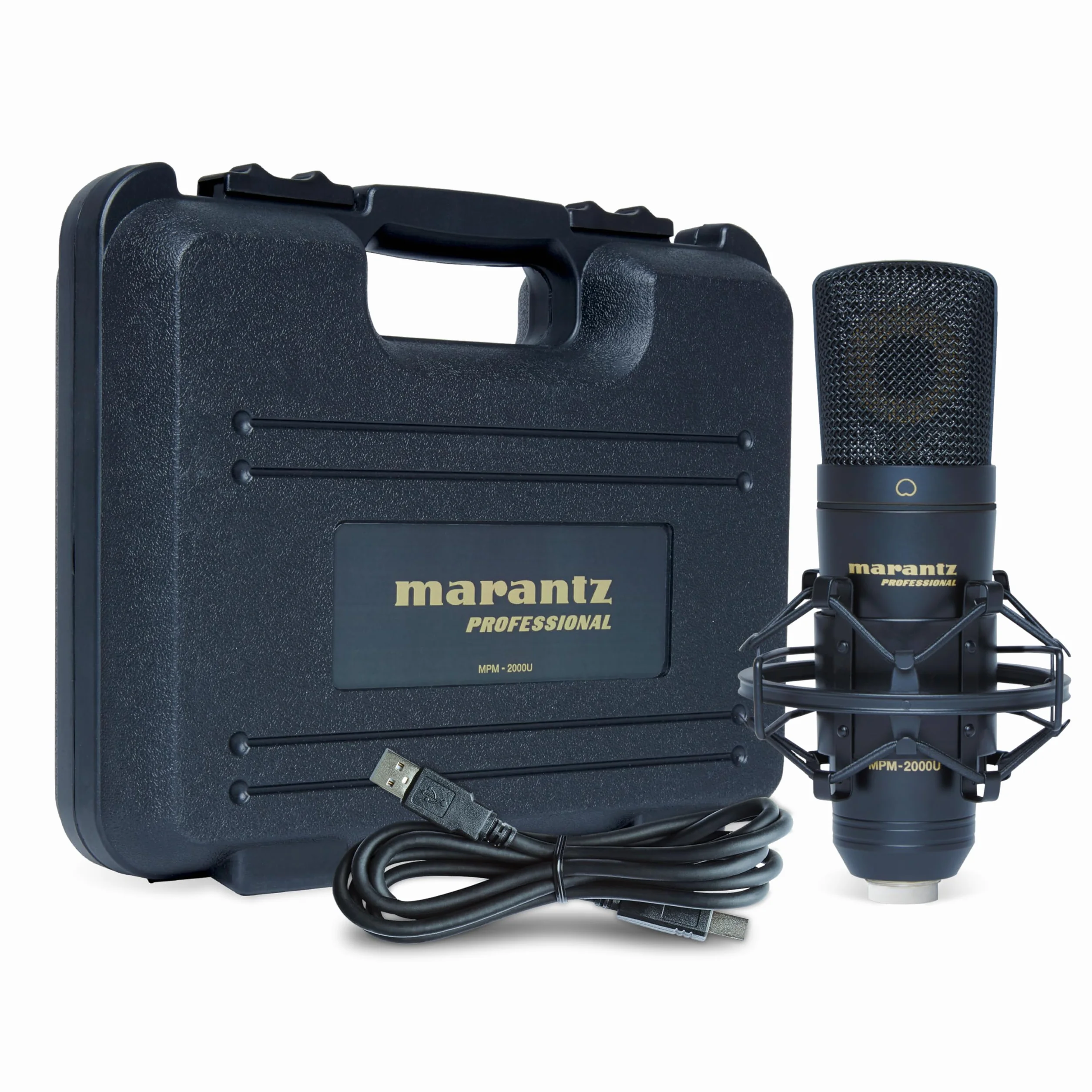 Marantz Professional MPM-2000U - Mikrofon Pojemnościowy USB do Nagrywania na Komputerze, Podcastów i Gier i Uchwyt Antywstrząsowy, Kabel USB i Etui