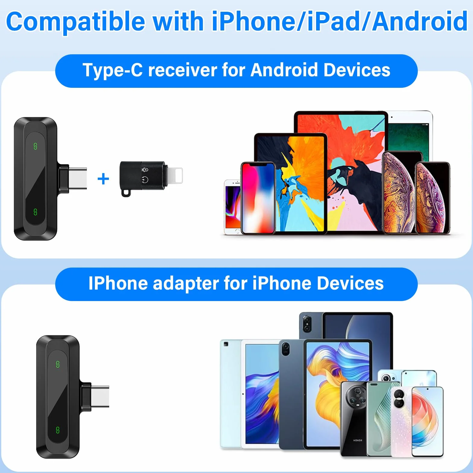 Bezprzewodowy mikrofon krawatowy do iPhone'a i Androida, 2,4 GHz, plug and play, mini mikrofon, redukcja szumów przez DSP, do nagrywania, Youtube, TikTok, blogów, wywiadów