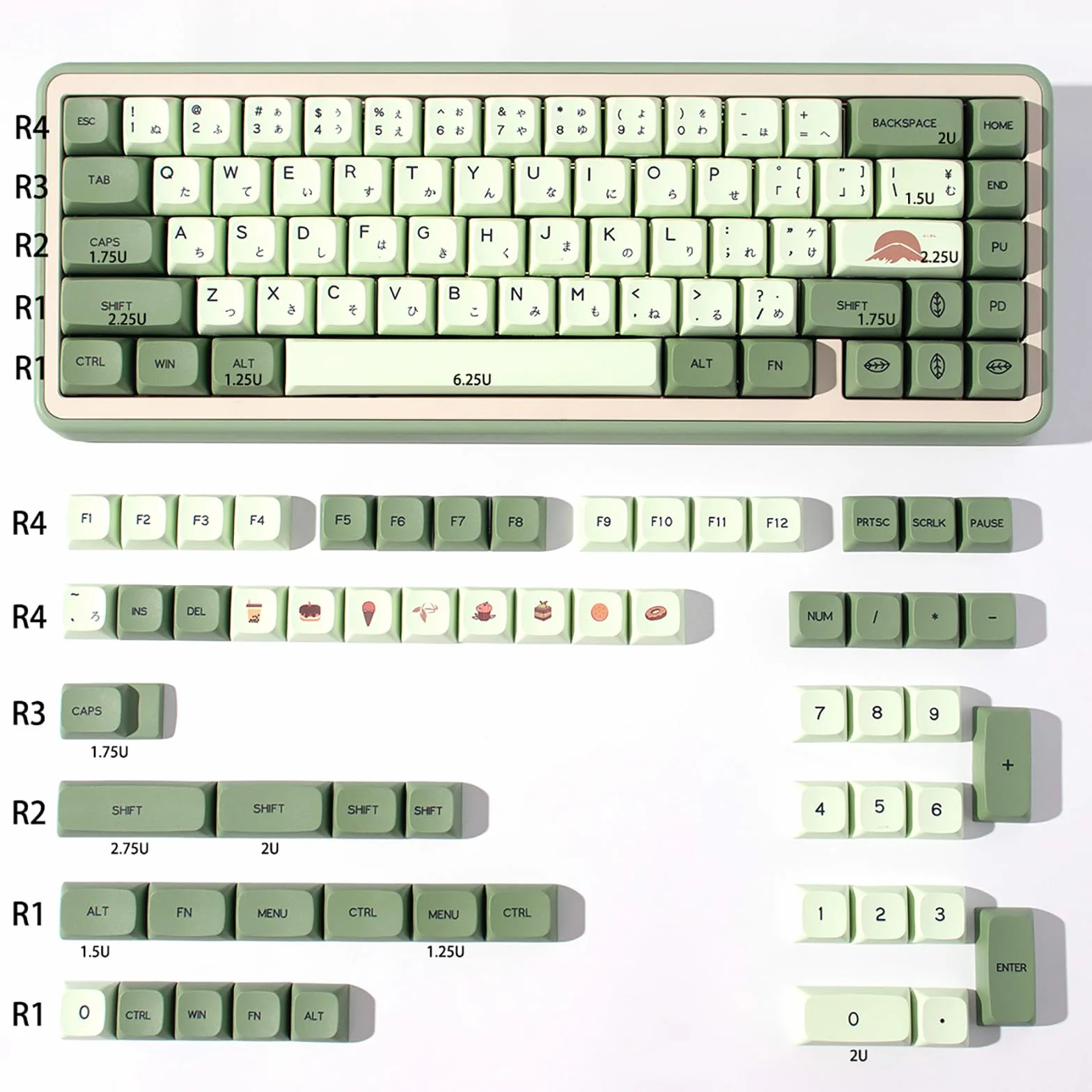 PBT japońskie nasadki klawiszy Dye Sub XDA profil Matcha zestaw nasadek klawiszy pasuje do 60% 65% 95% klawiatury mechanicznej Cherry Mx Switches