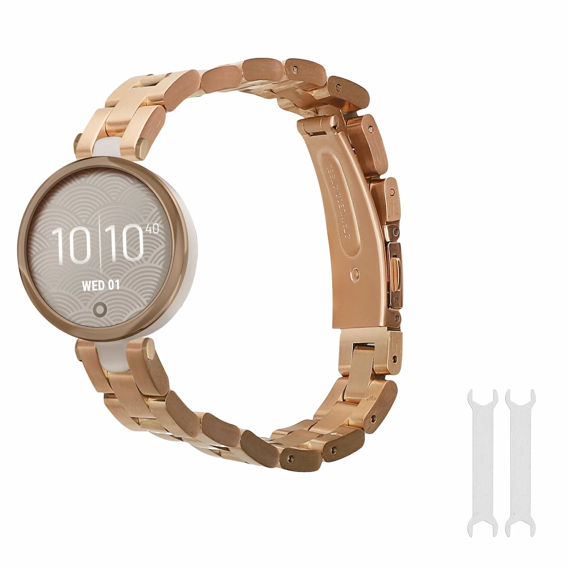 kwmobile Pasek do zegarka ze stali nierdzewnej, kompatybilny z Garmin Lily Sport, zapasowy pasek do smartwatcha, wymiary wewnętrzne 14-22 cm, różowe złoto