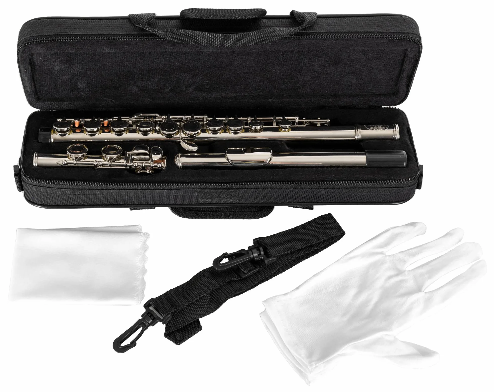 Classic Cantabile FL-100 flet poprzeczny z mosiądzu wysokoniklowego posrebrzanego, zamknięte klapy, e-mechanika, przesunięte G, strojenie C