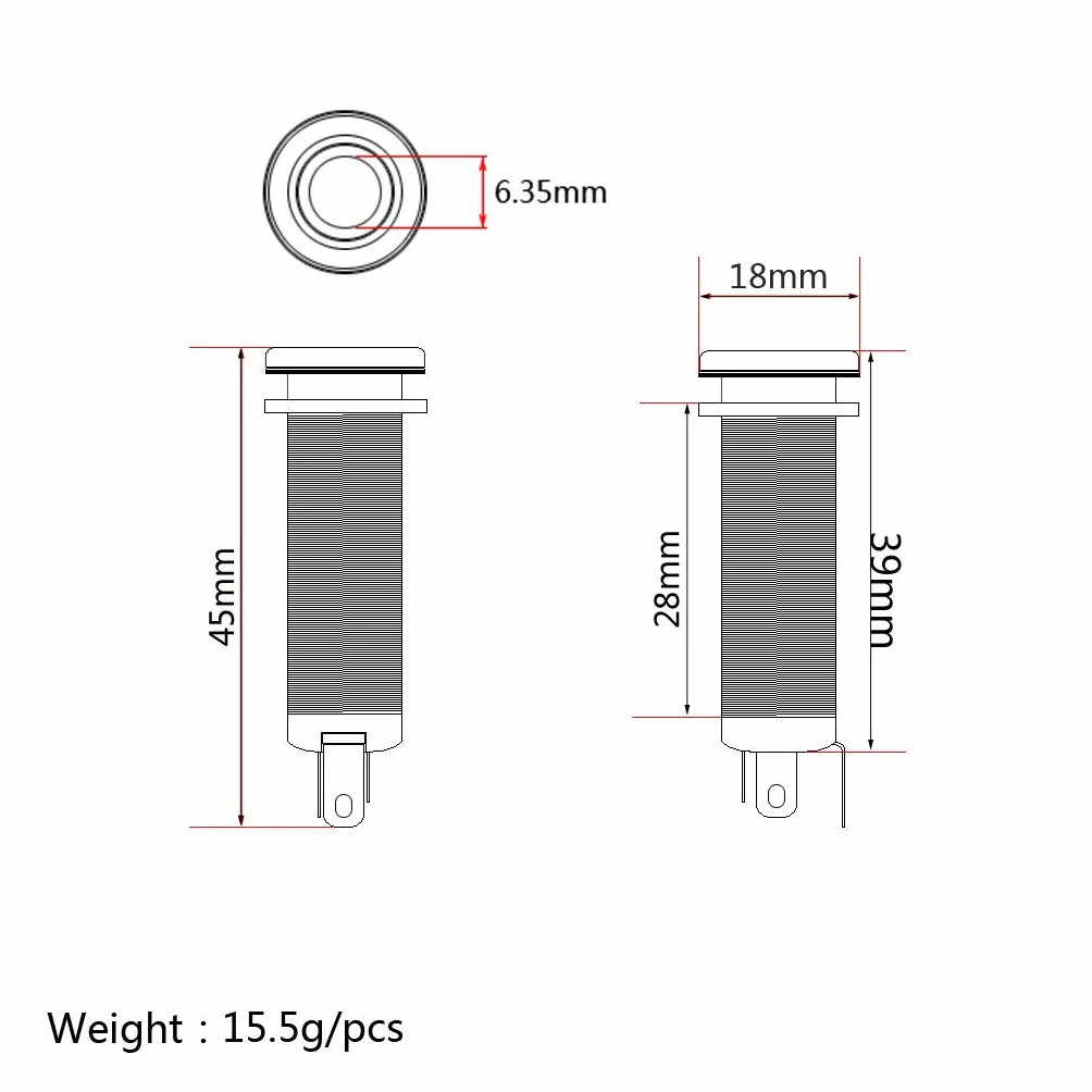 Alnicov Stereo miedziana gitara basowa 1/4" cylindryczna wtyczka wyjściowa z 4-pinowym gniazdem stereo lub mono czarny nikiel