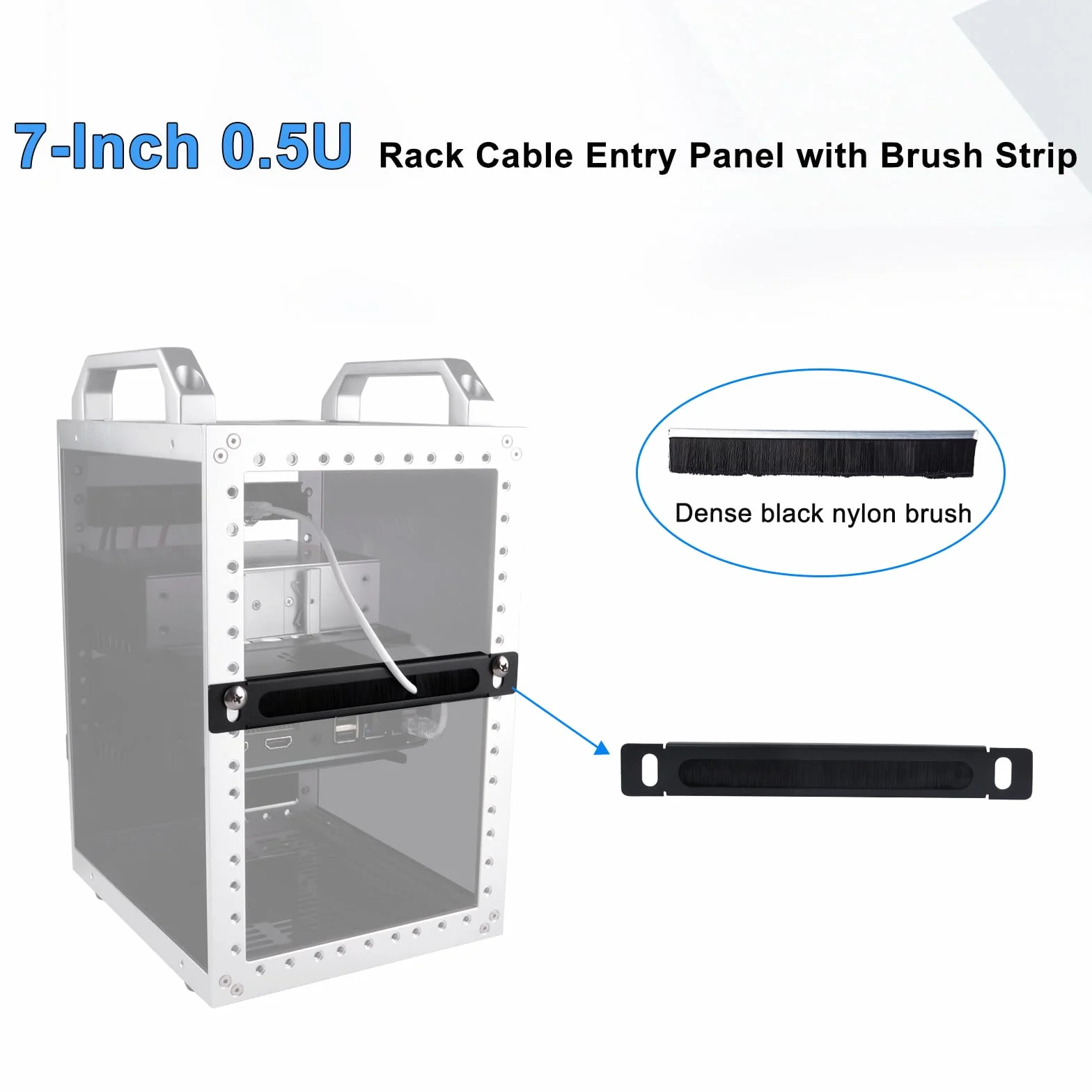 GeeekPi 17,8 cm 0,5U szczotka i panel zarządzania kablami z listwą wejścia do szafy serwerowej DeskPi RackMate TT